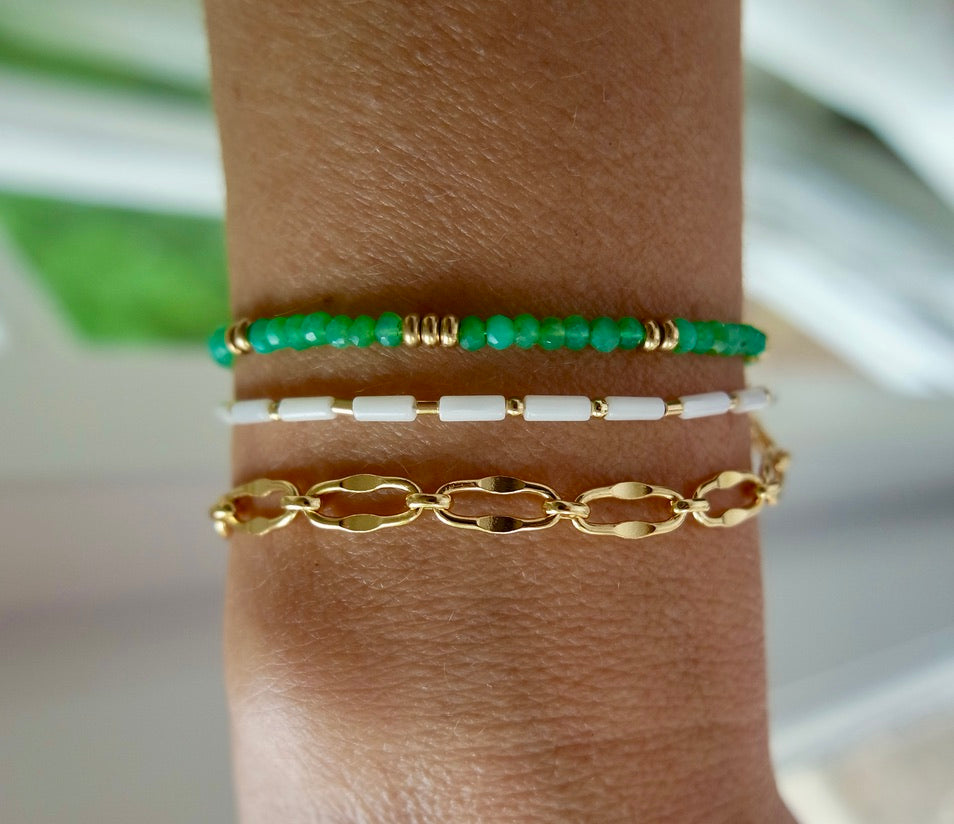 Gold Hammered Link Chain Bracelet