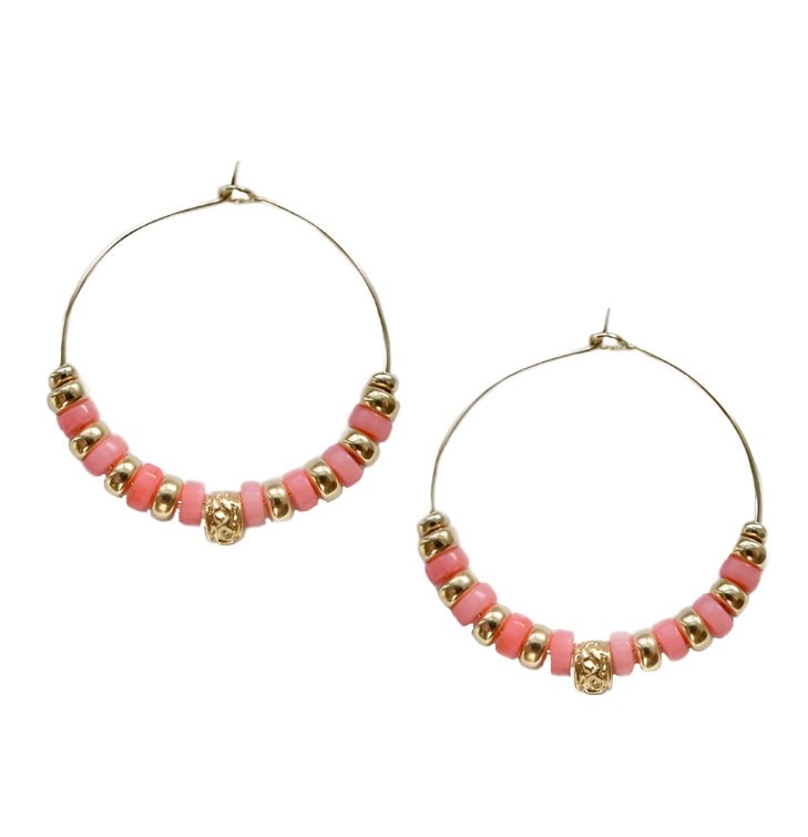 Pink And Gold Hoop Earrings