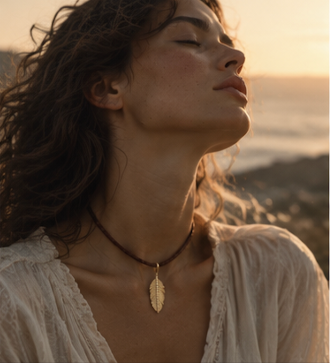 Nisi Feather Leather Necklace