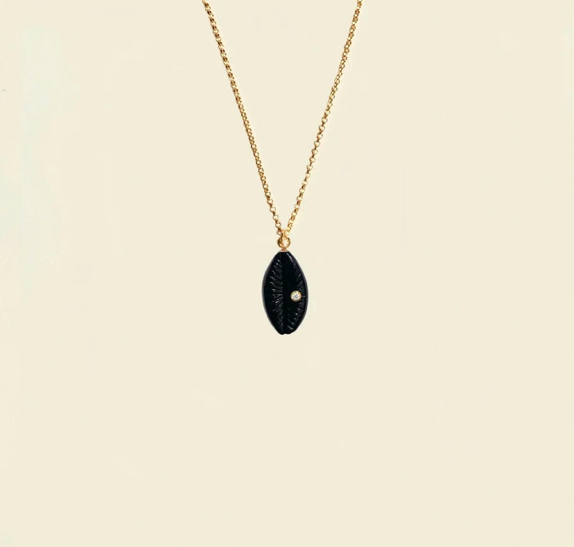 Black Onyx Cowrie Necklace