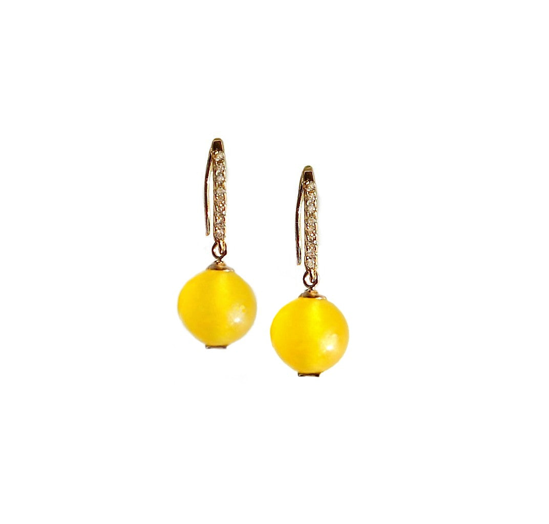 Bubble Gum Yellow Jade Drop Earrings