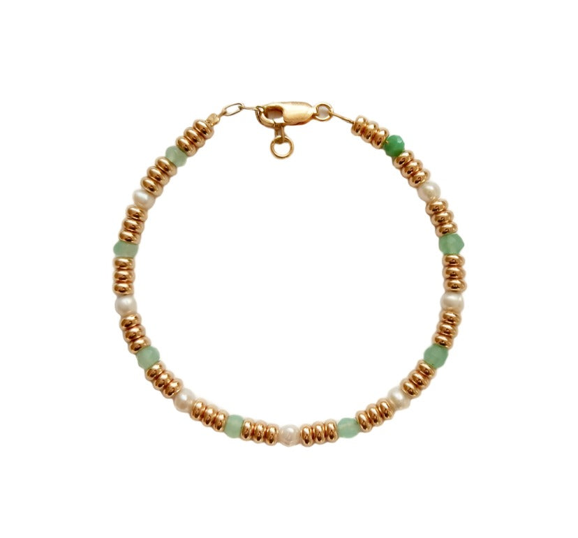 Chrysoprase And Pearl Bracelet