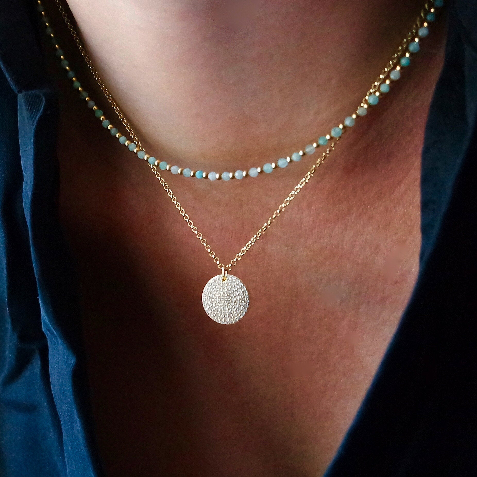 Green Blue Amazonite Jade Necklace