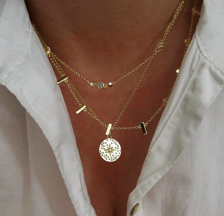 Opal Bezel Drop Necklace