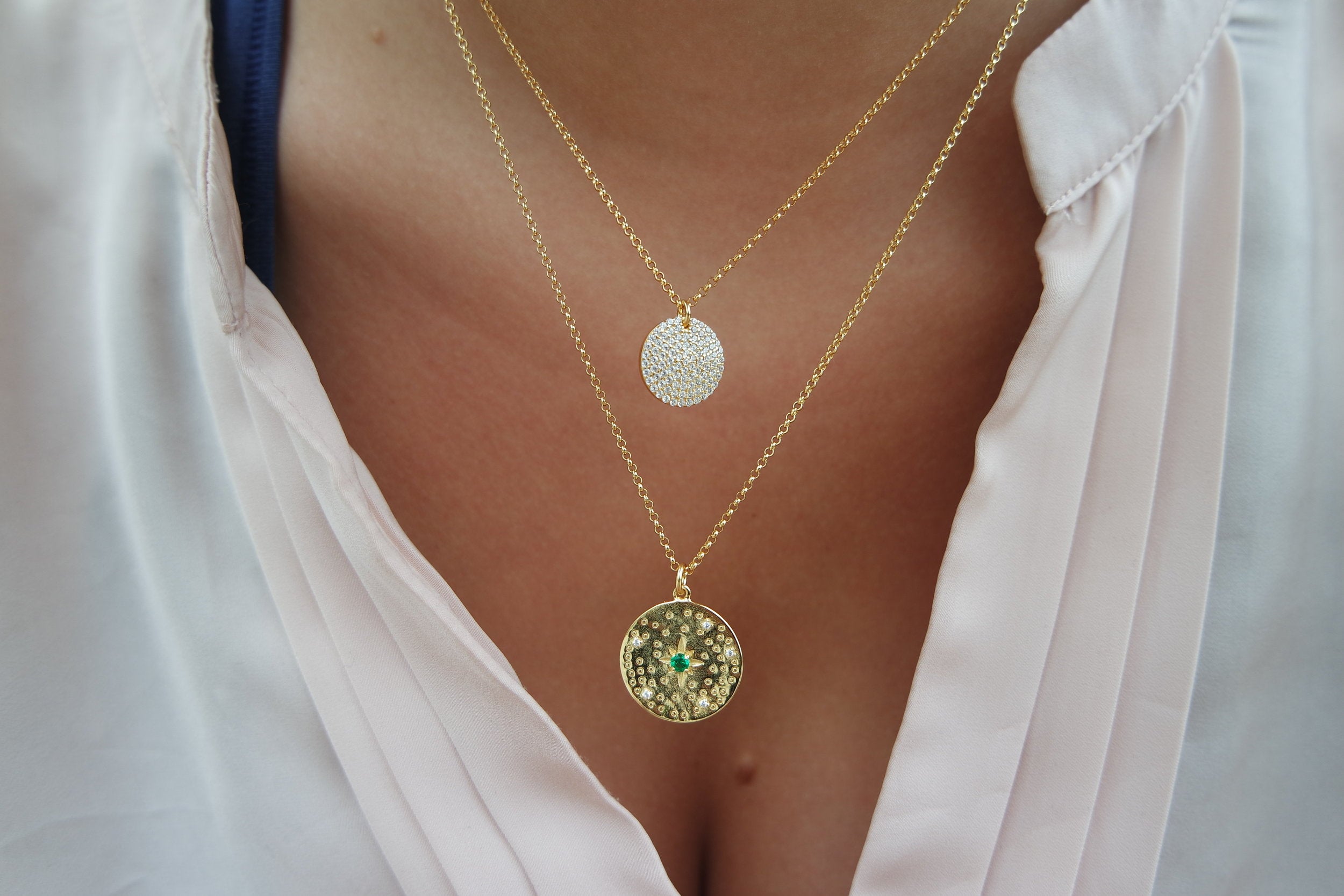 Mini Gold Disco Disc Necklace
