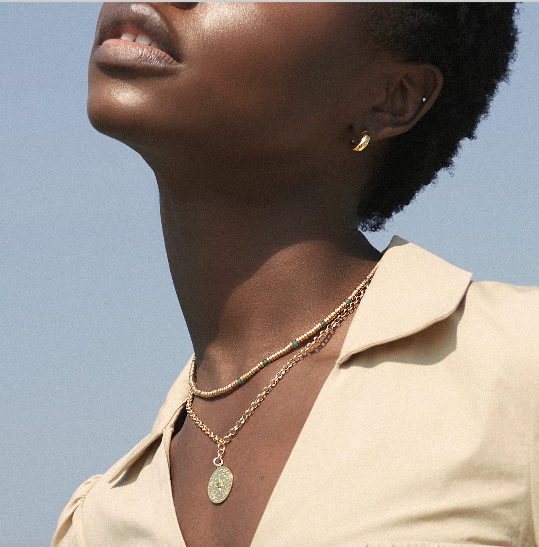 Gold and Chrysoprase Necklace