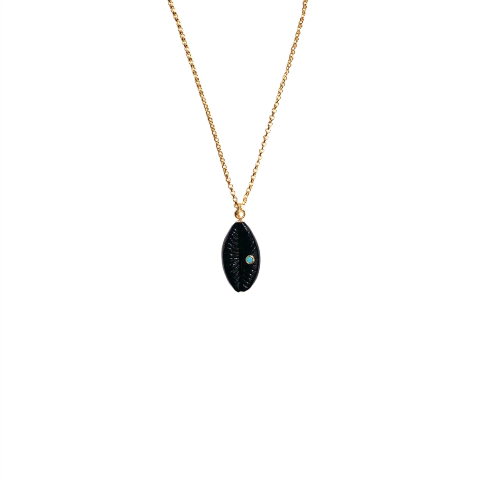 Black Onyx Cowrie Necklace
