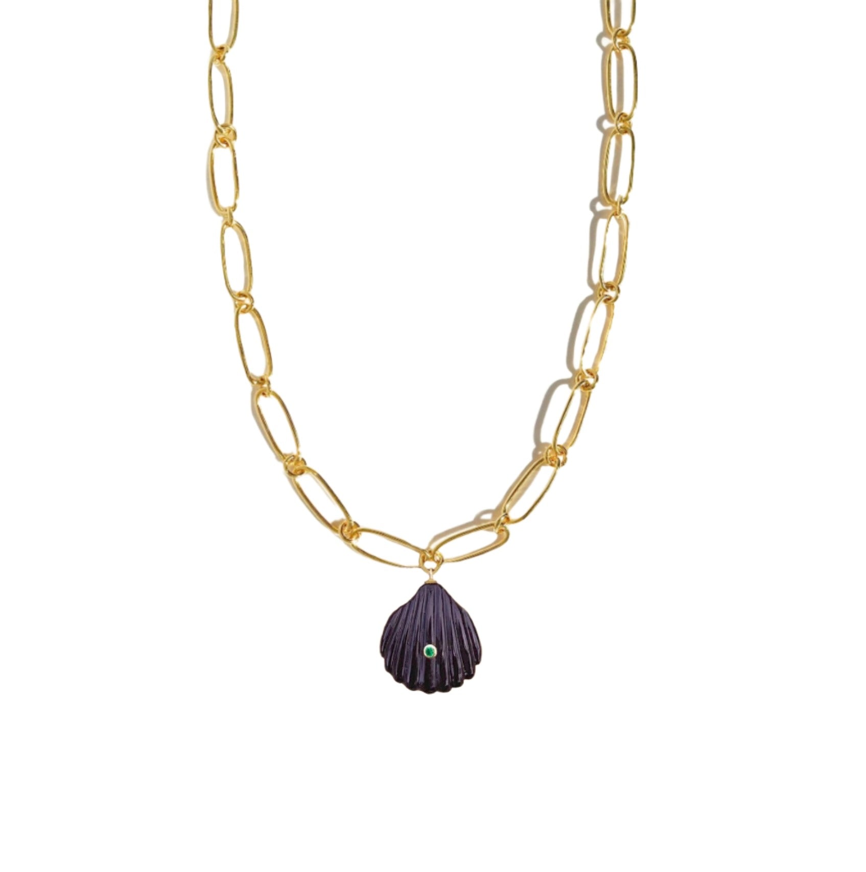 Onyx Shell Link Chain Necklace