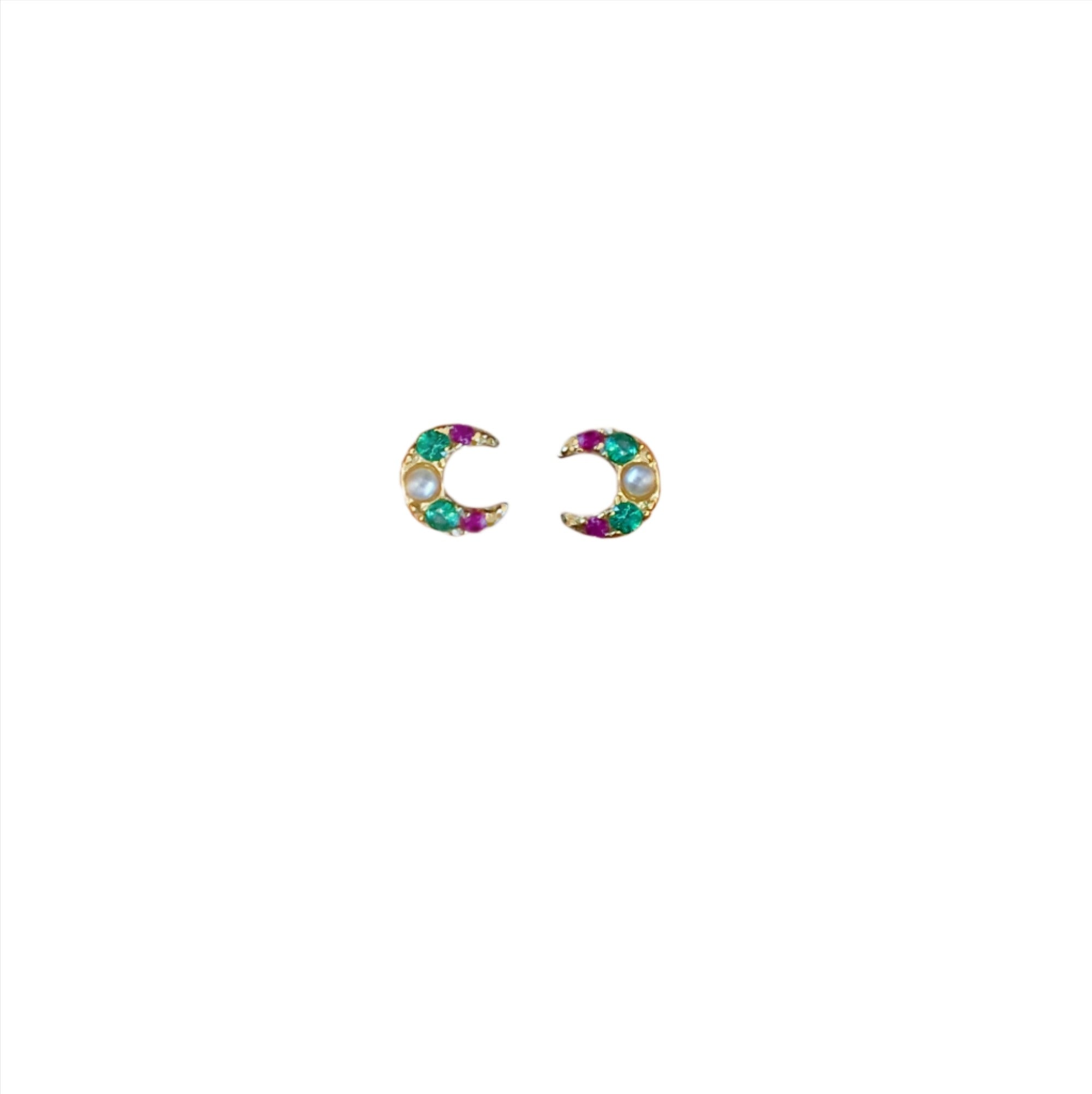 Crescent Moon Stud Earrings