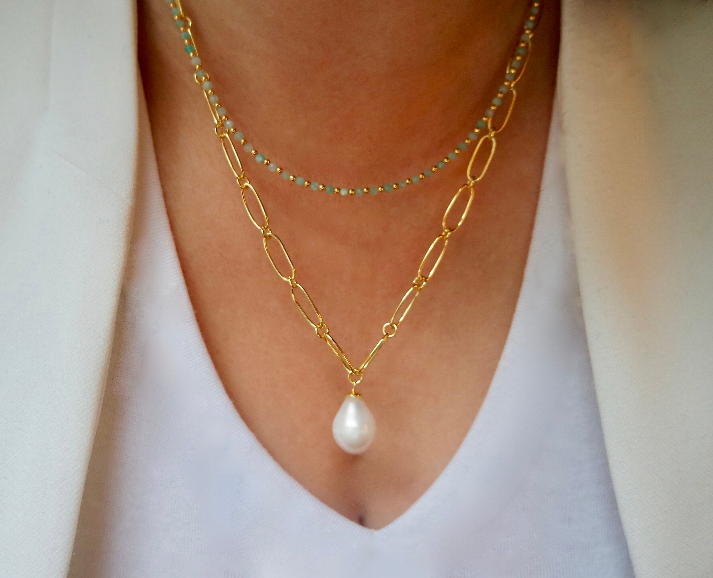 Green Blue Amazonite Jade Necklace