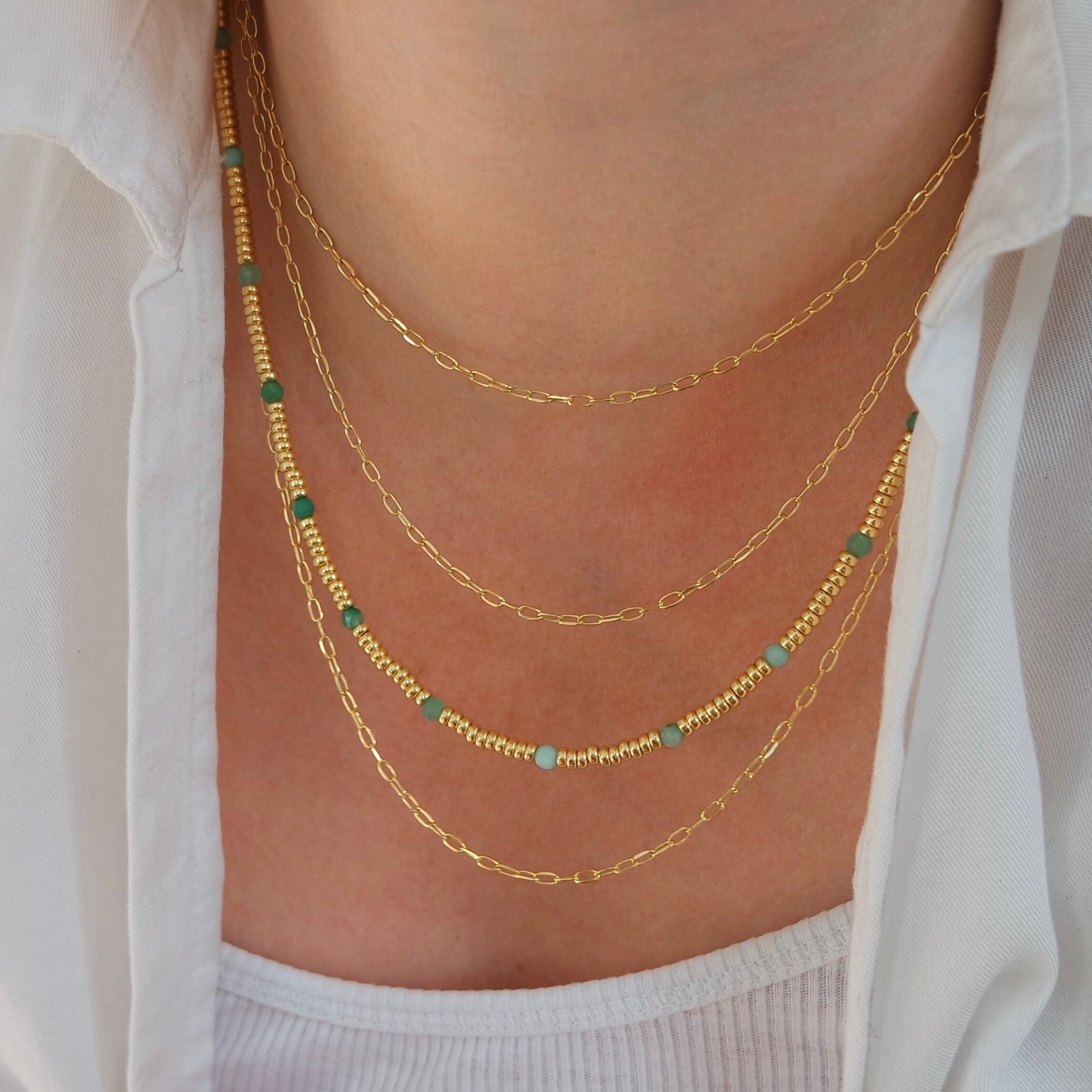 Gold and Chrysoprase Necklace