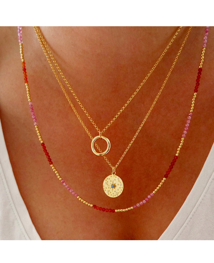 Small Opal Disc Necklace