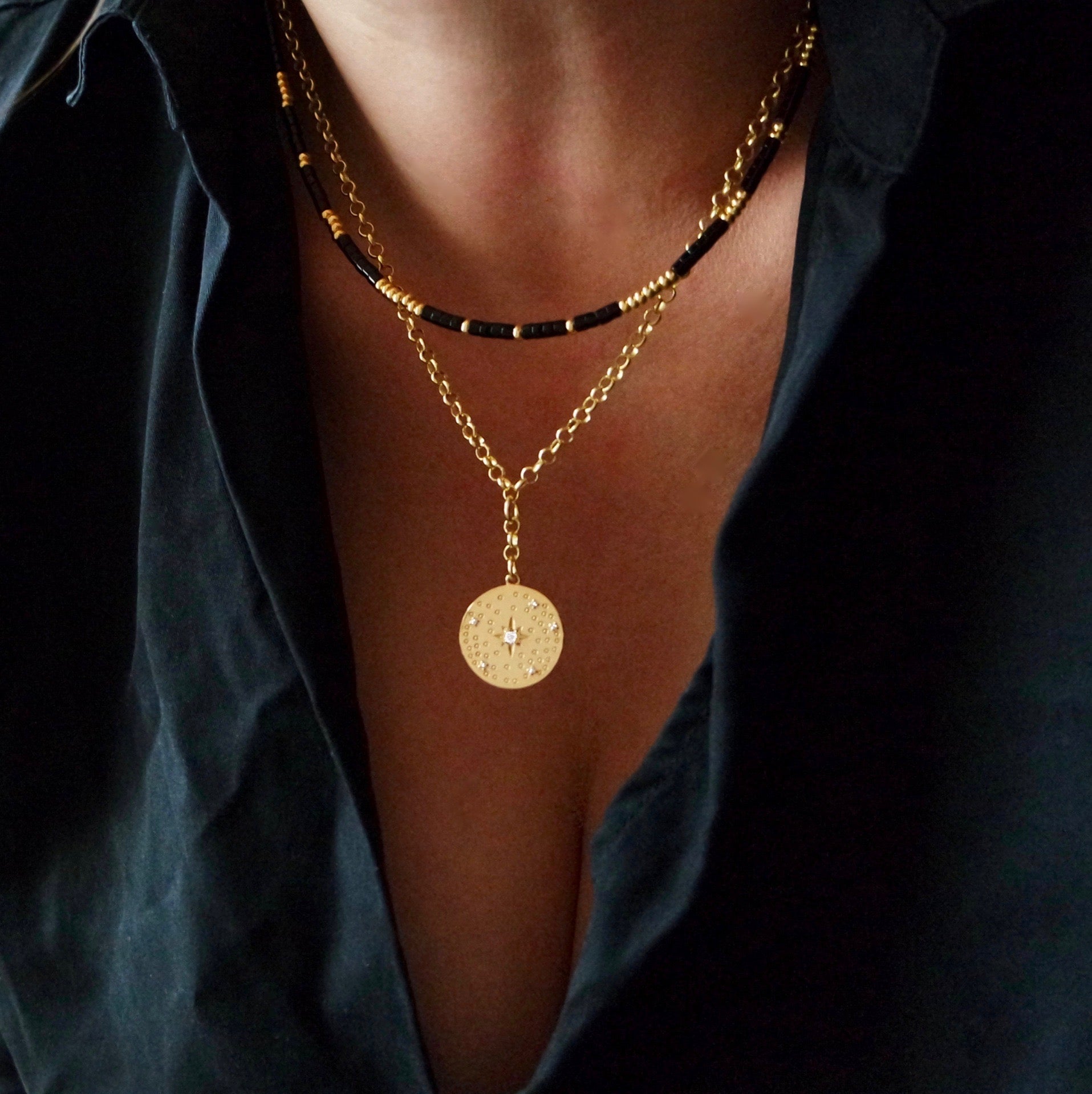 Gold Disc On A Rolo Necklace