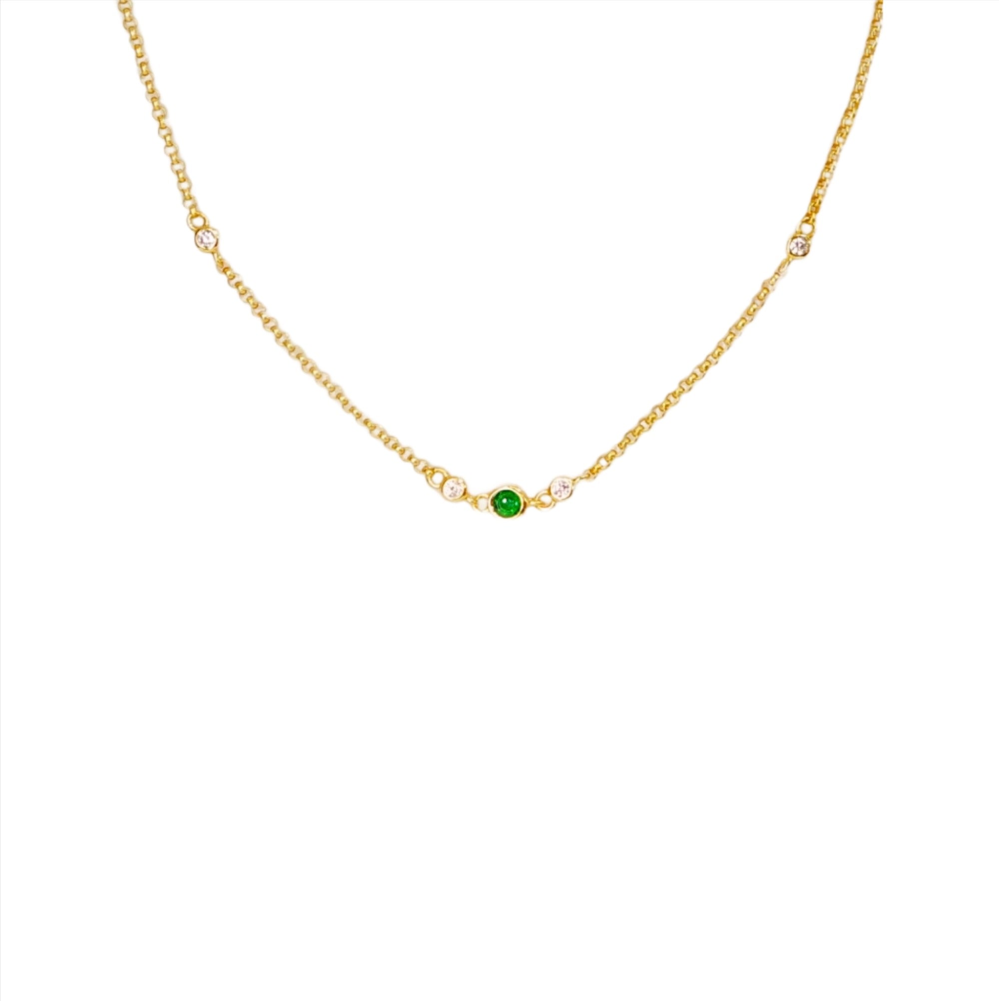 Emerald Bezel Drop Necklace