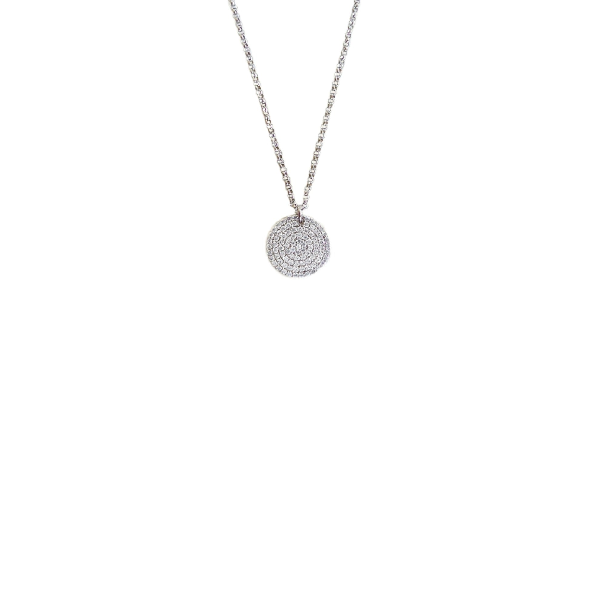 White Disco Disc Necklace