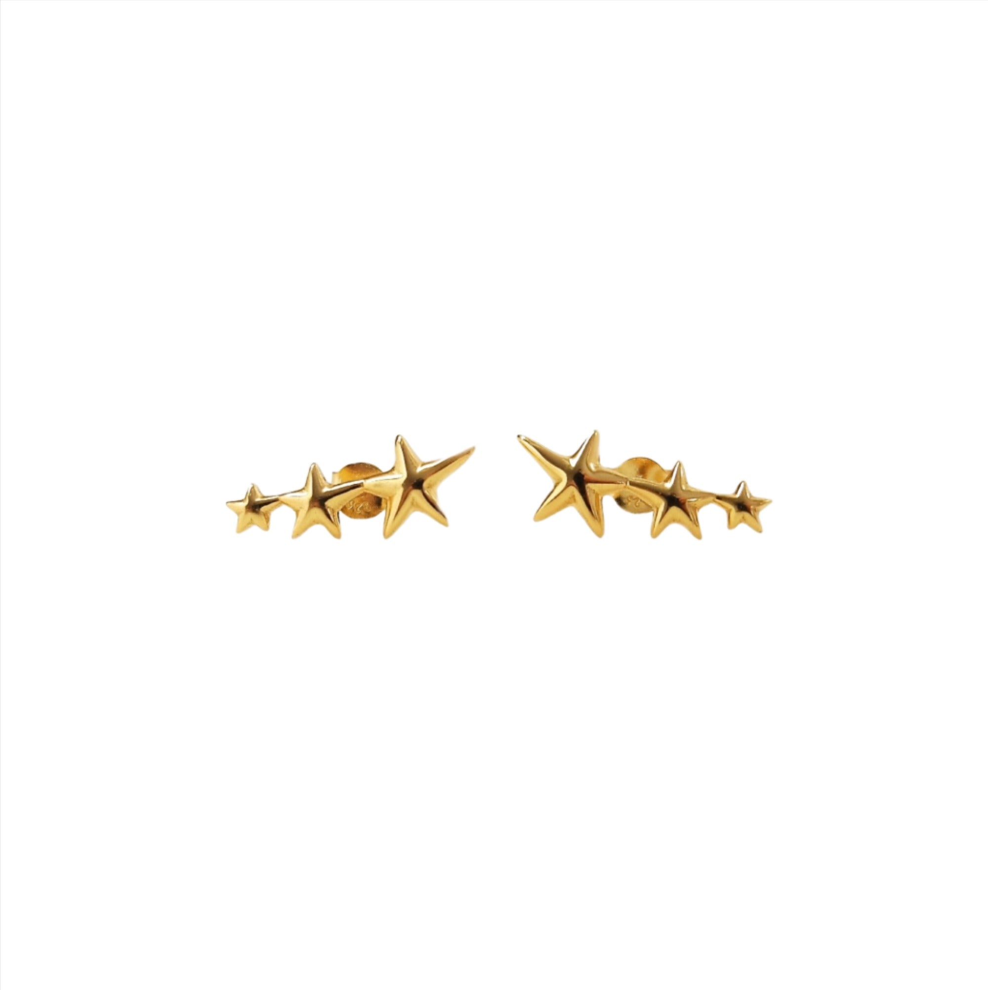 Three Stars Gold Earrings