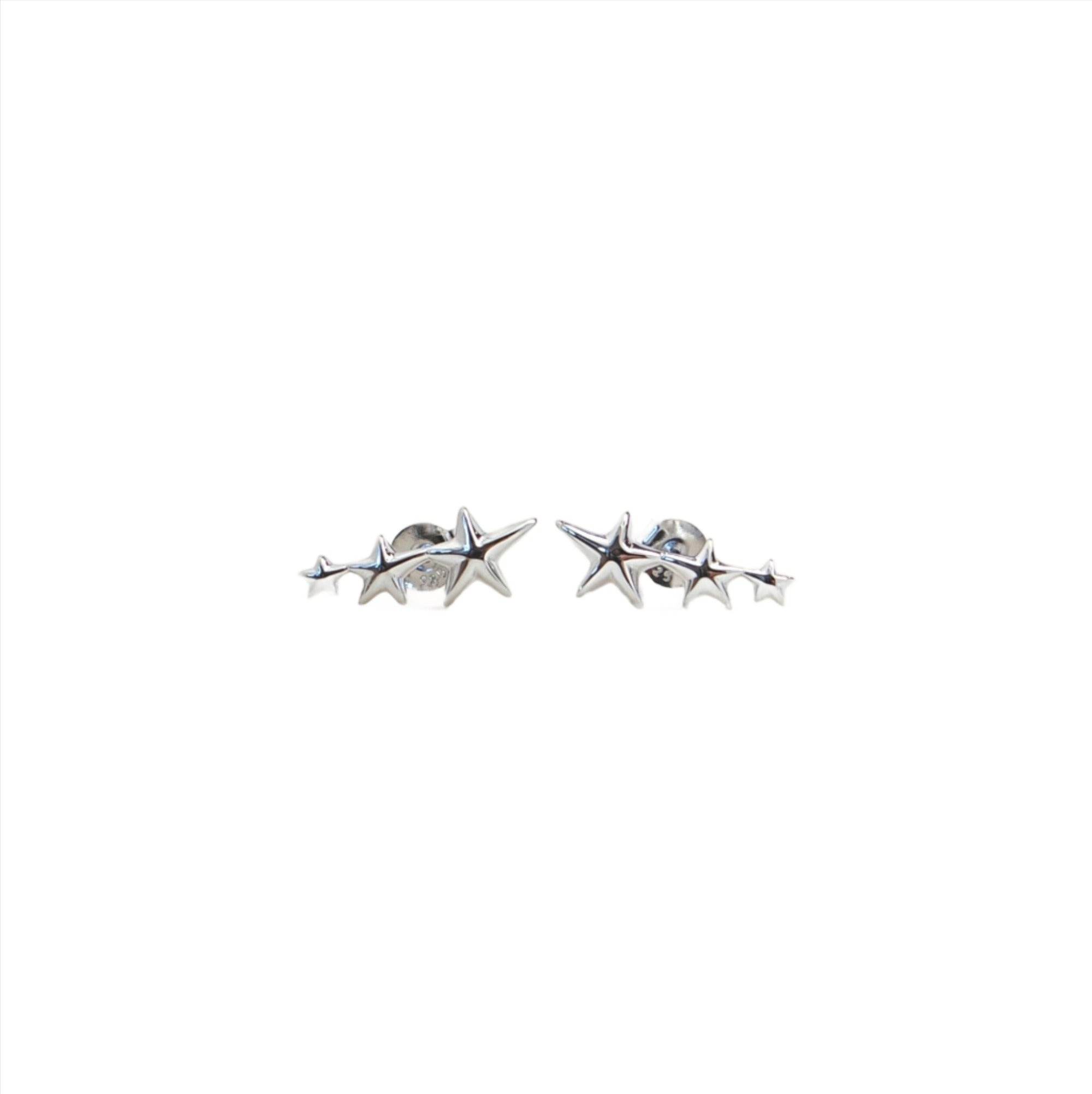 Three Star Silver Stud Earrings