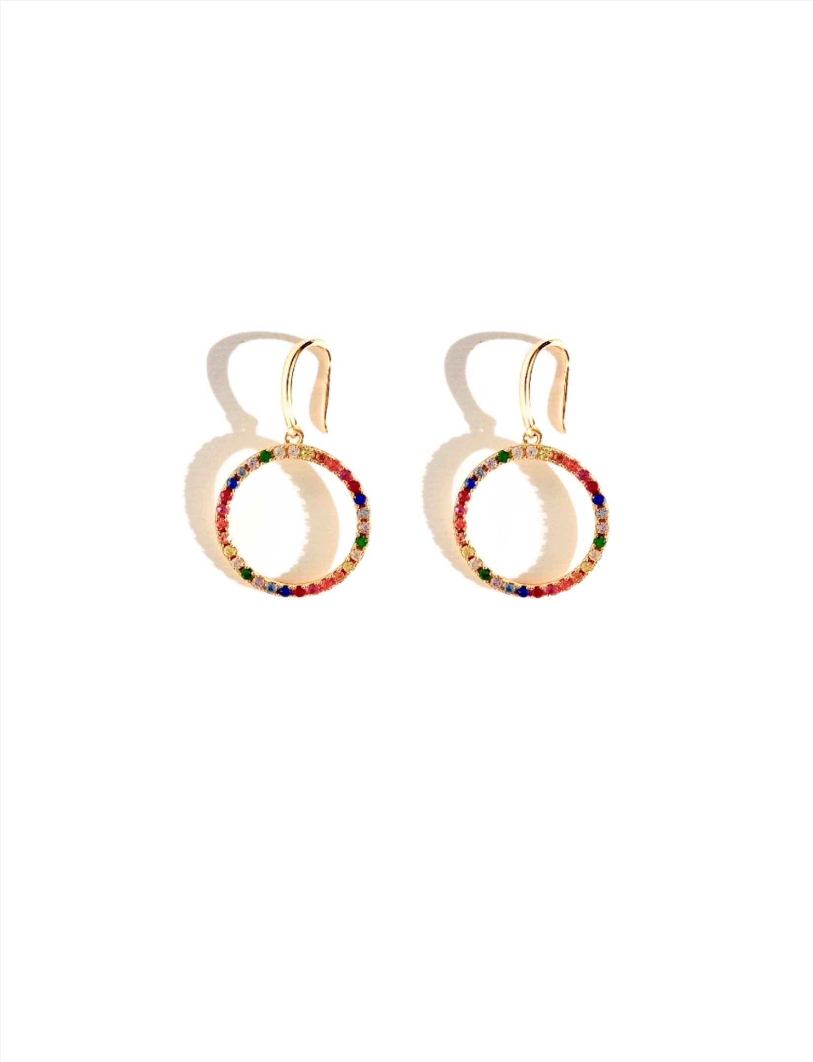 Rainbow Hoop Drop Earrings