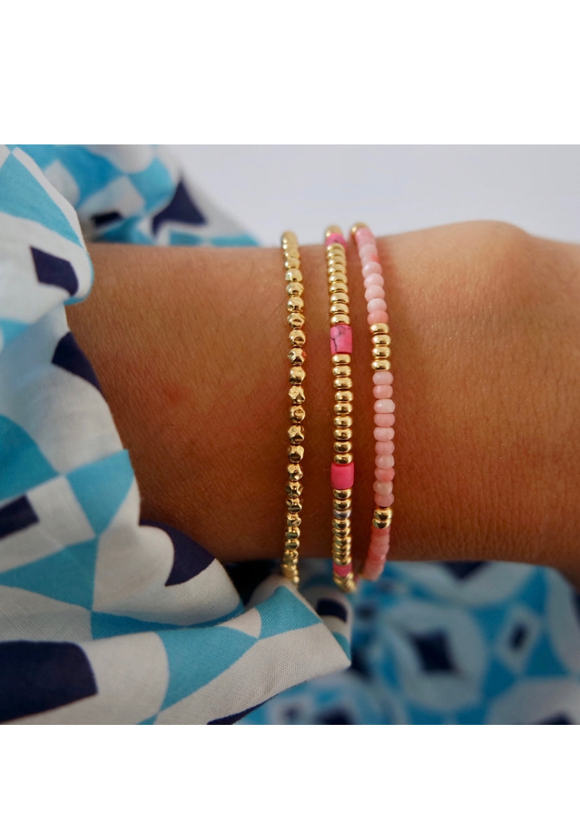 Shocking Pink And Gold Bracelet
