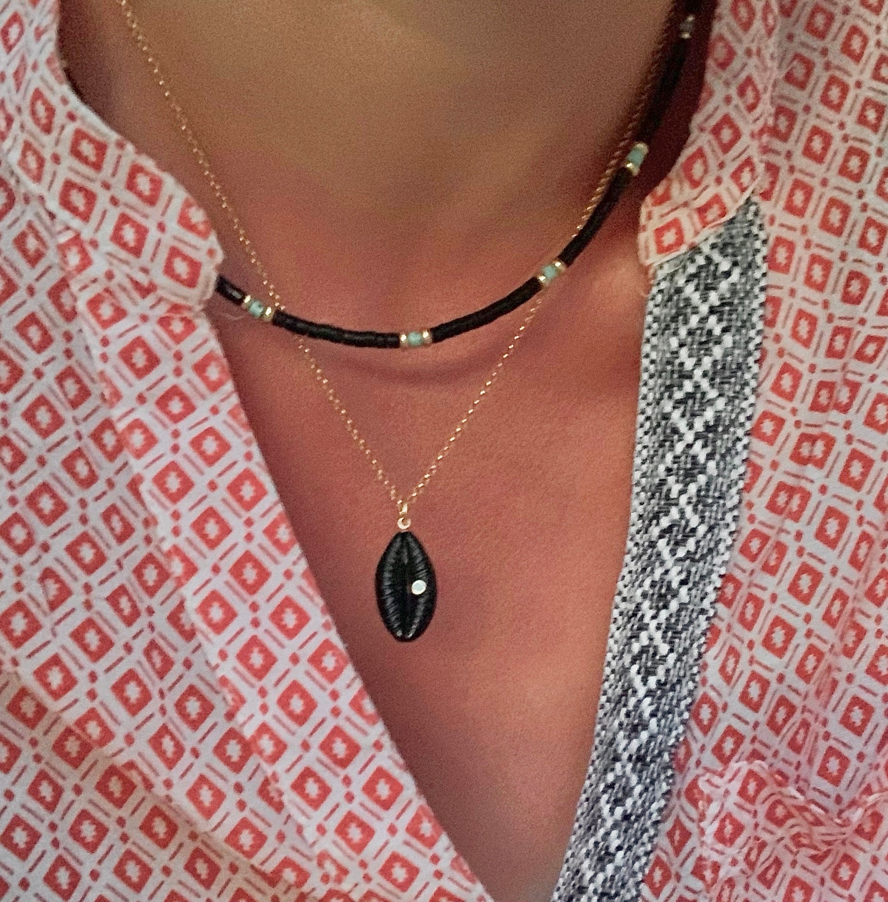 Black Onyx Cowrie Necklace