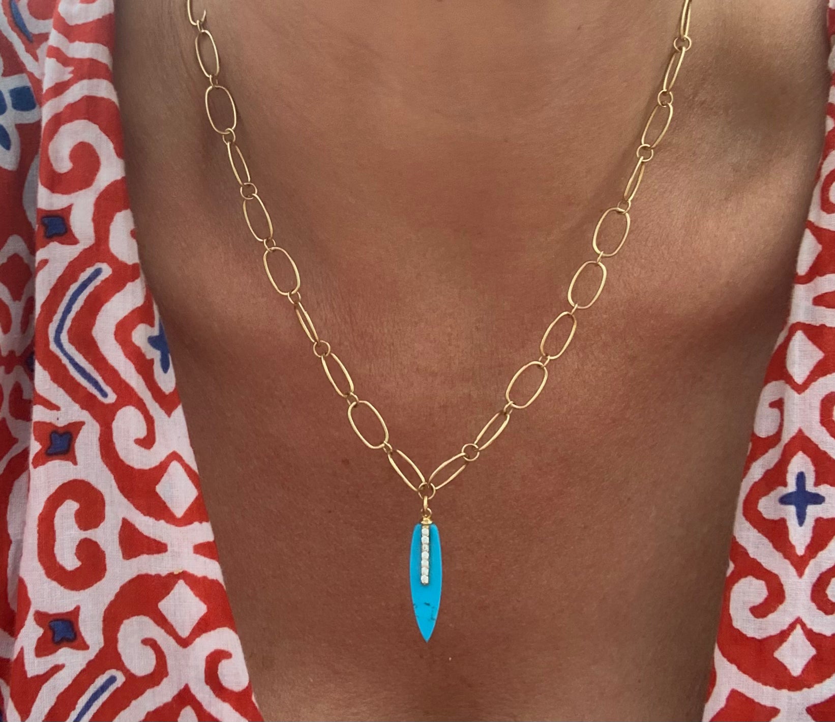 Turquoise Surf Link Necklace