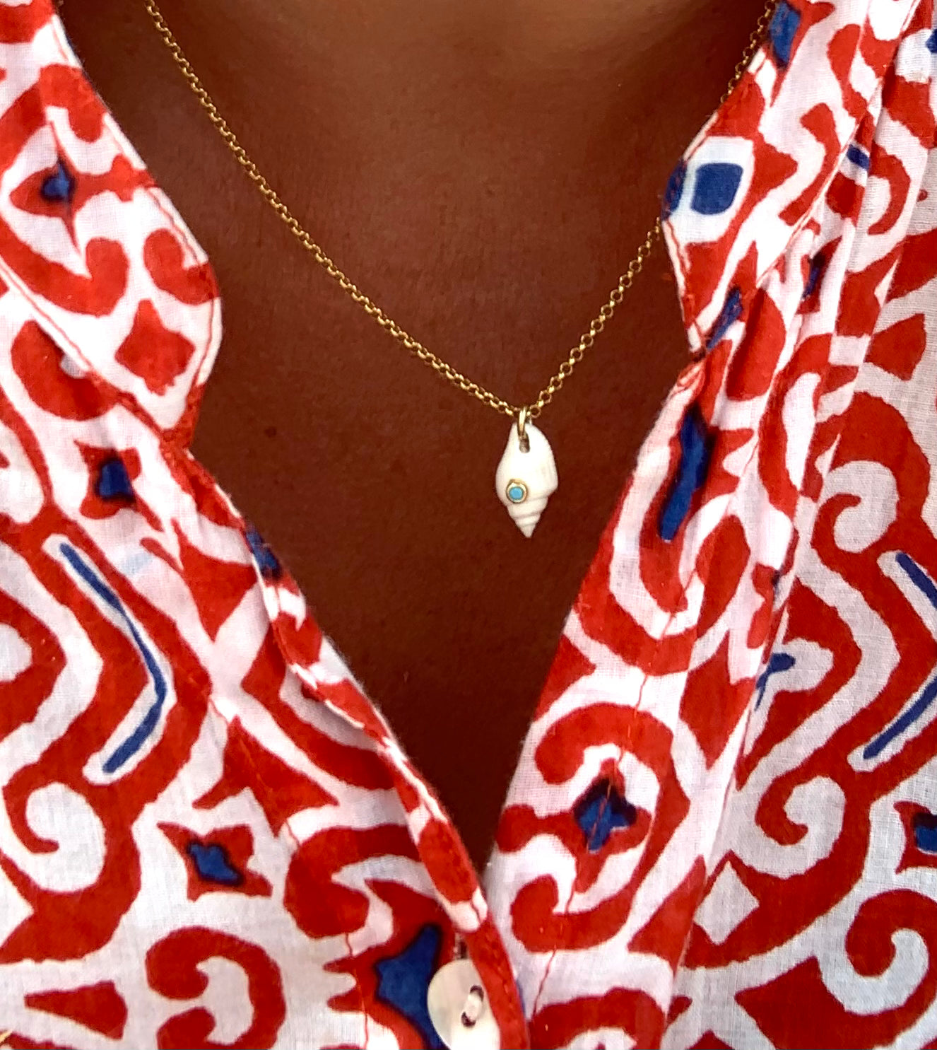 White Shell And Turquoise Necklace