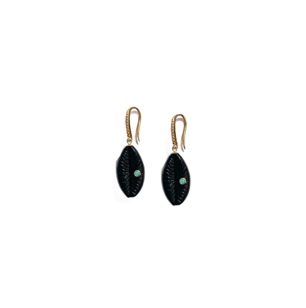 Black Onyx Cowrie Shell Earrings