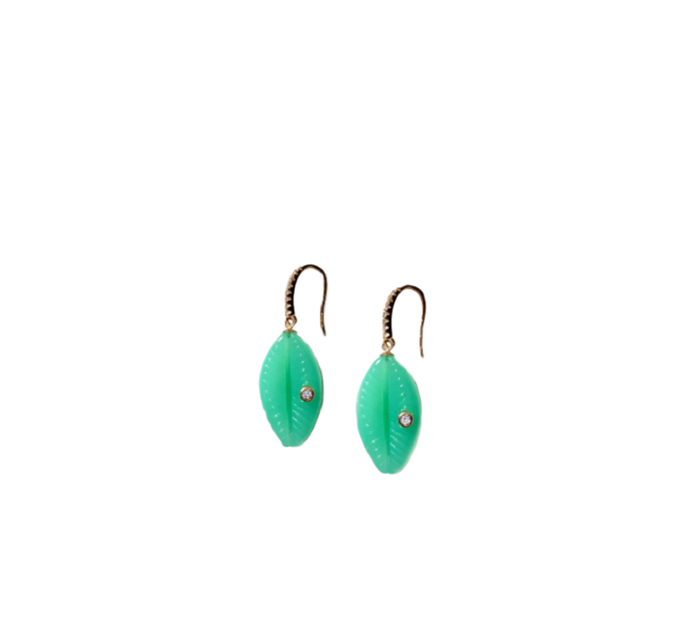 Chrysoprase Cowrie Shell Earrings