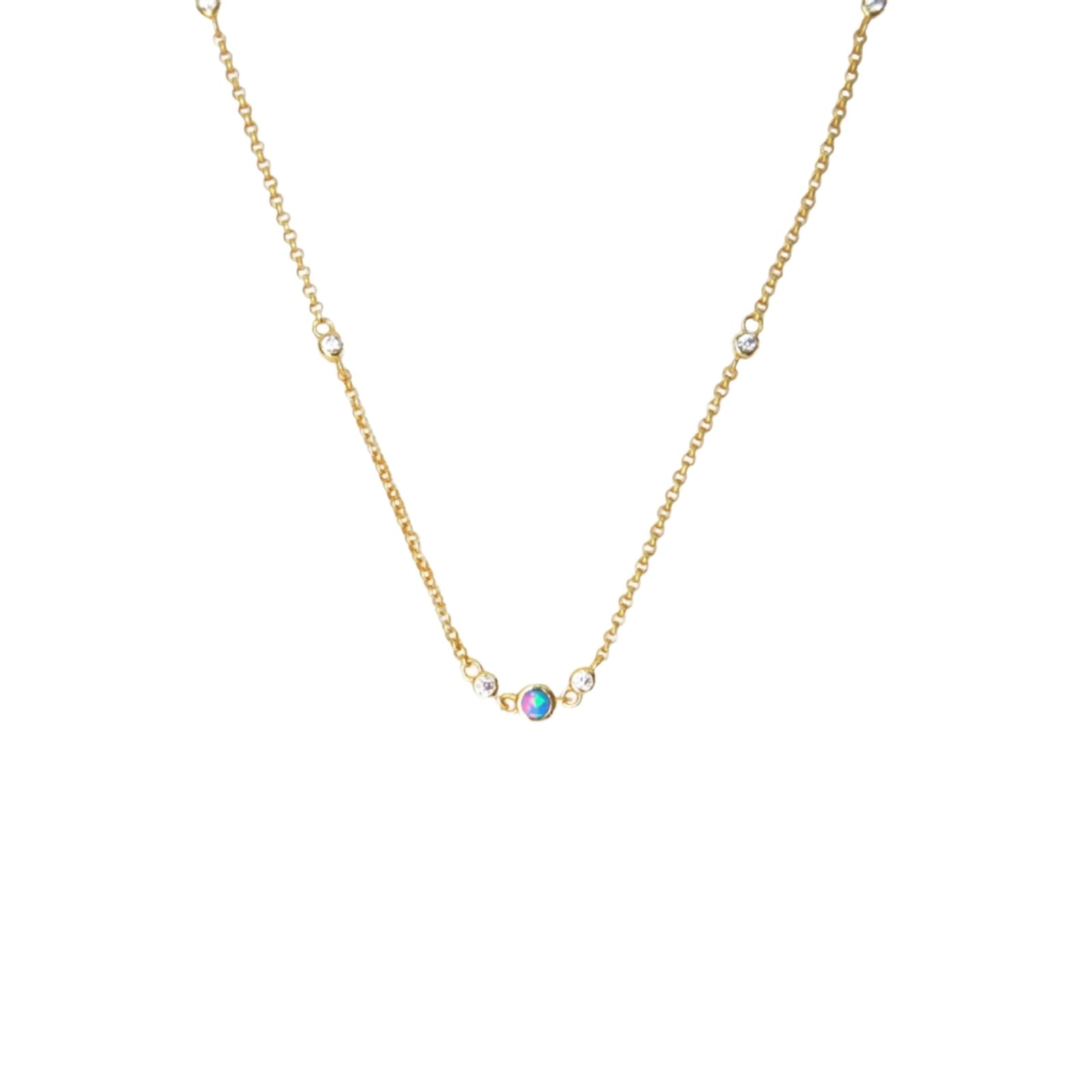 Opal Bezel Drop Necklace