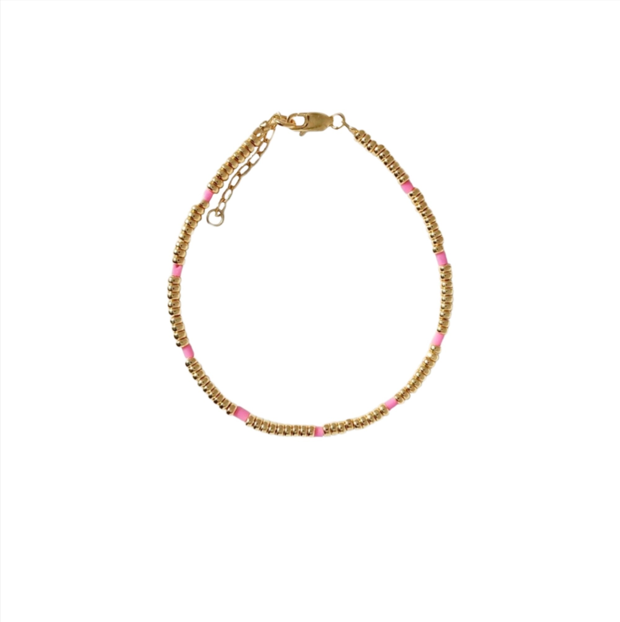 Shocking Pink And Gold Bracelet