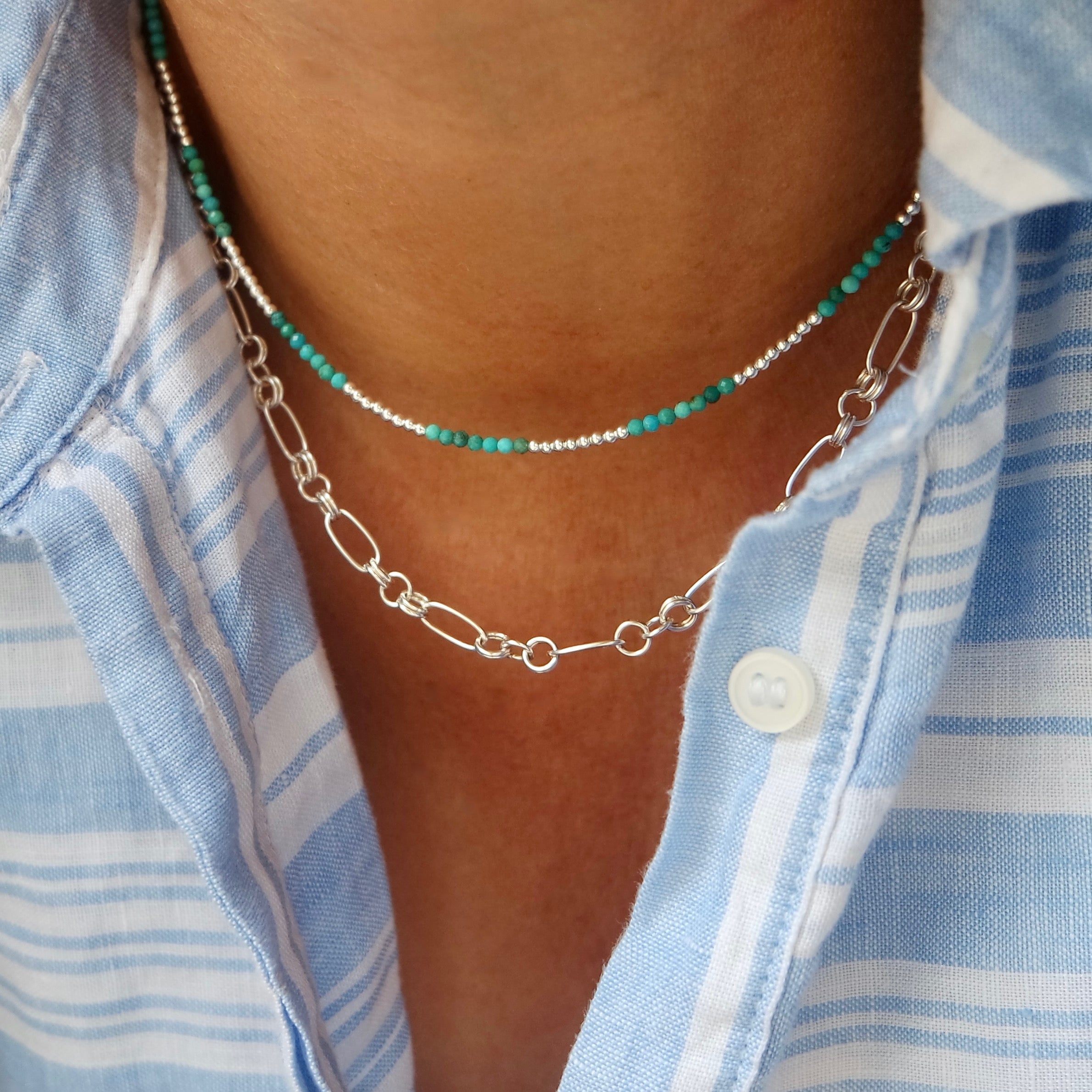 Fine Turquoise And Silver Necklace