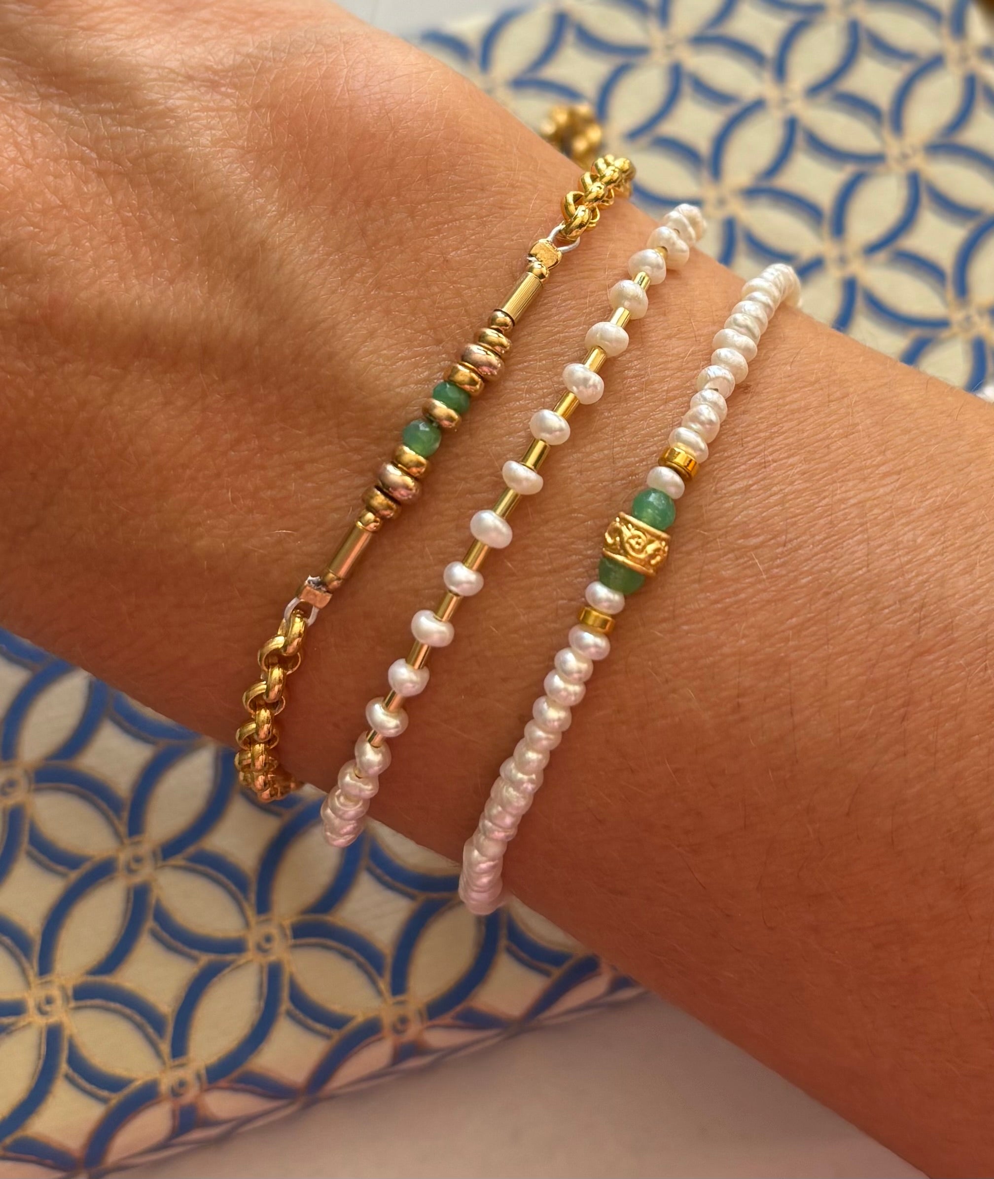Asteria Pearl And Chrysoprase Bracelet