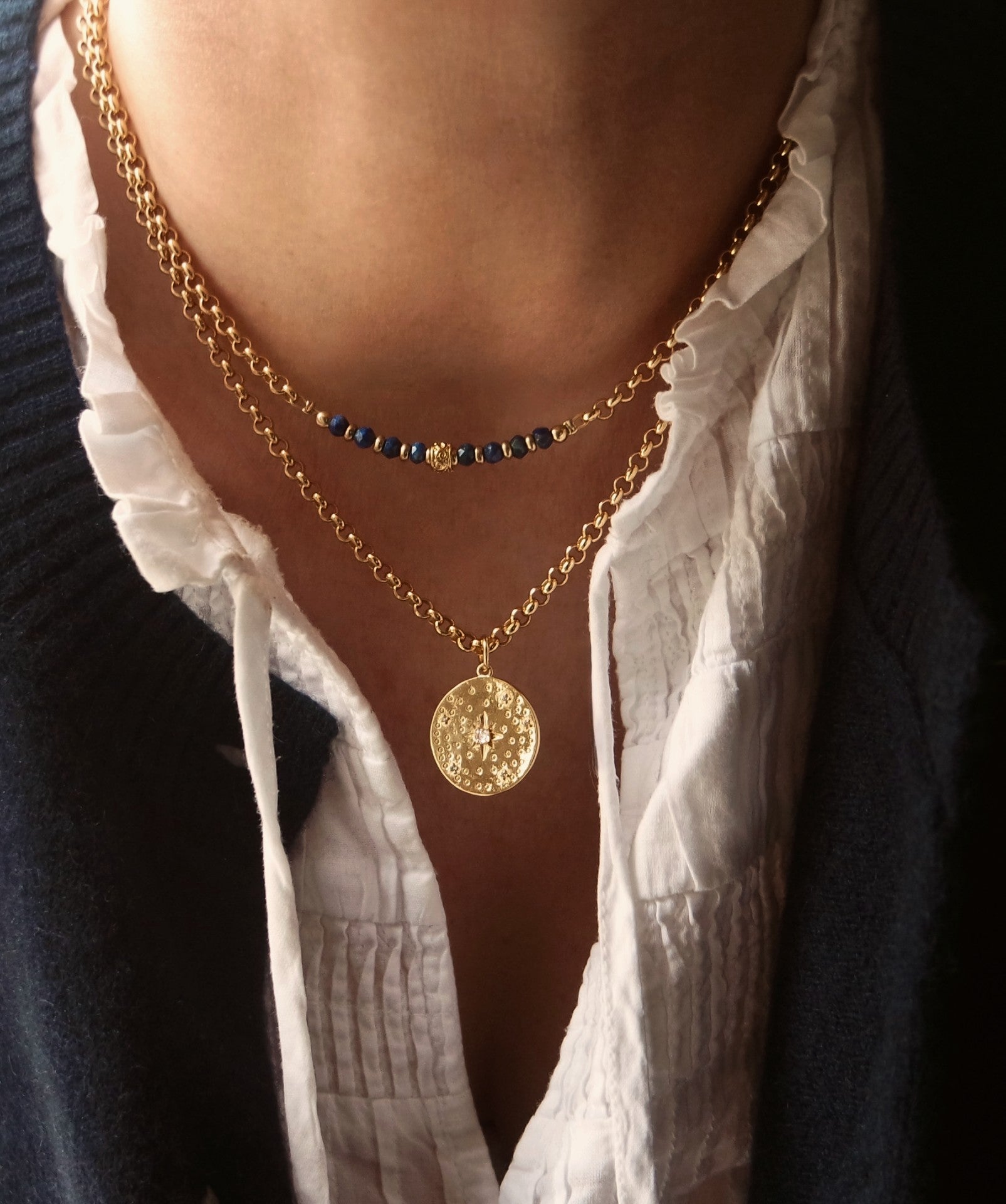 Lapis And Gold Collar Necklace