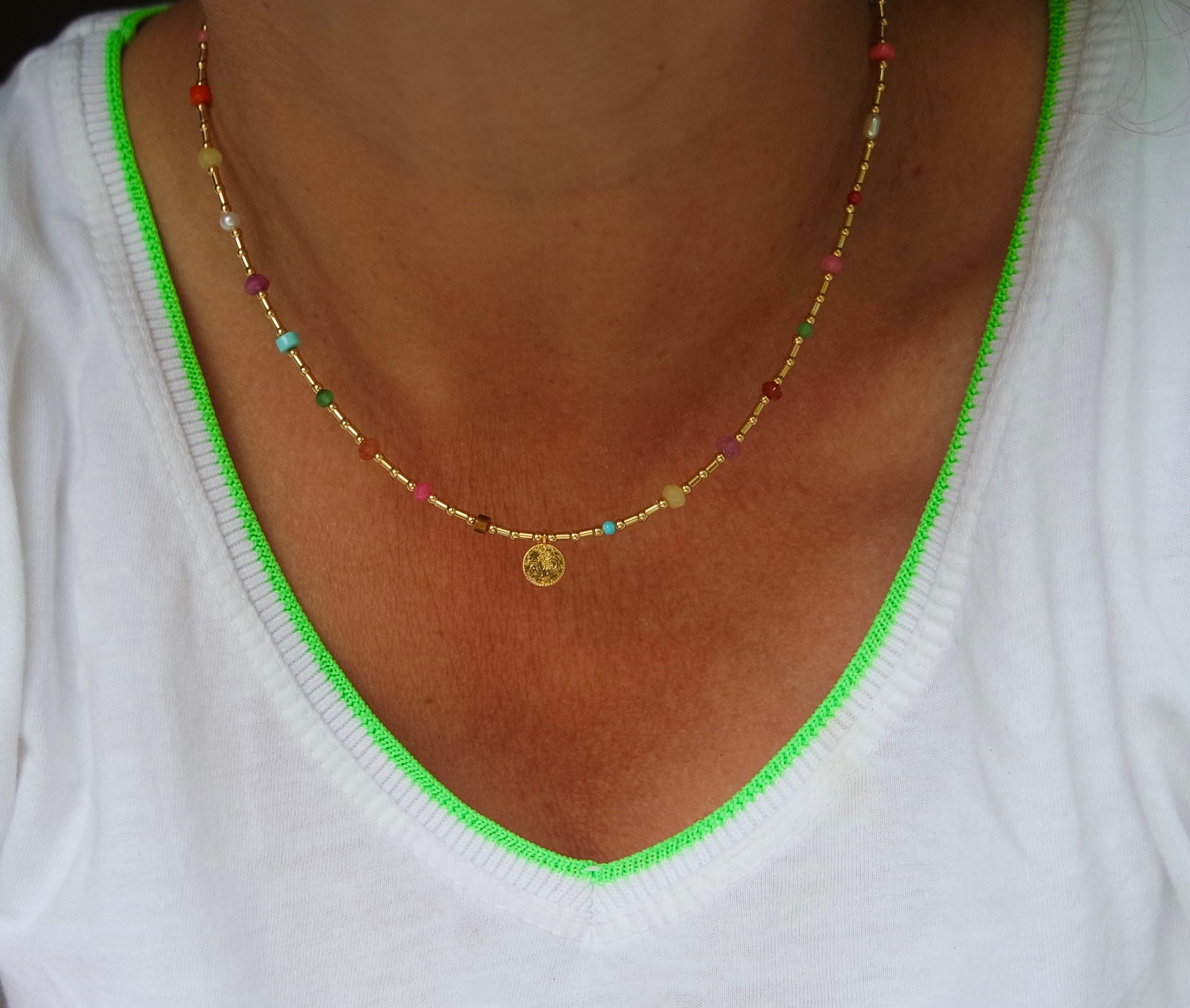 Fine Rainbow And Pendant Necklace