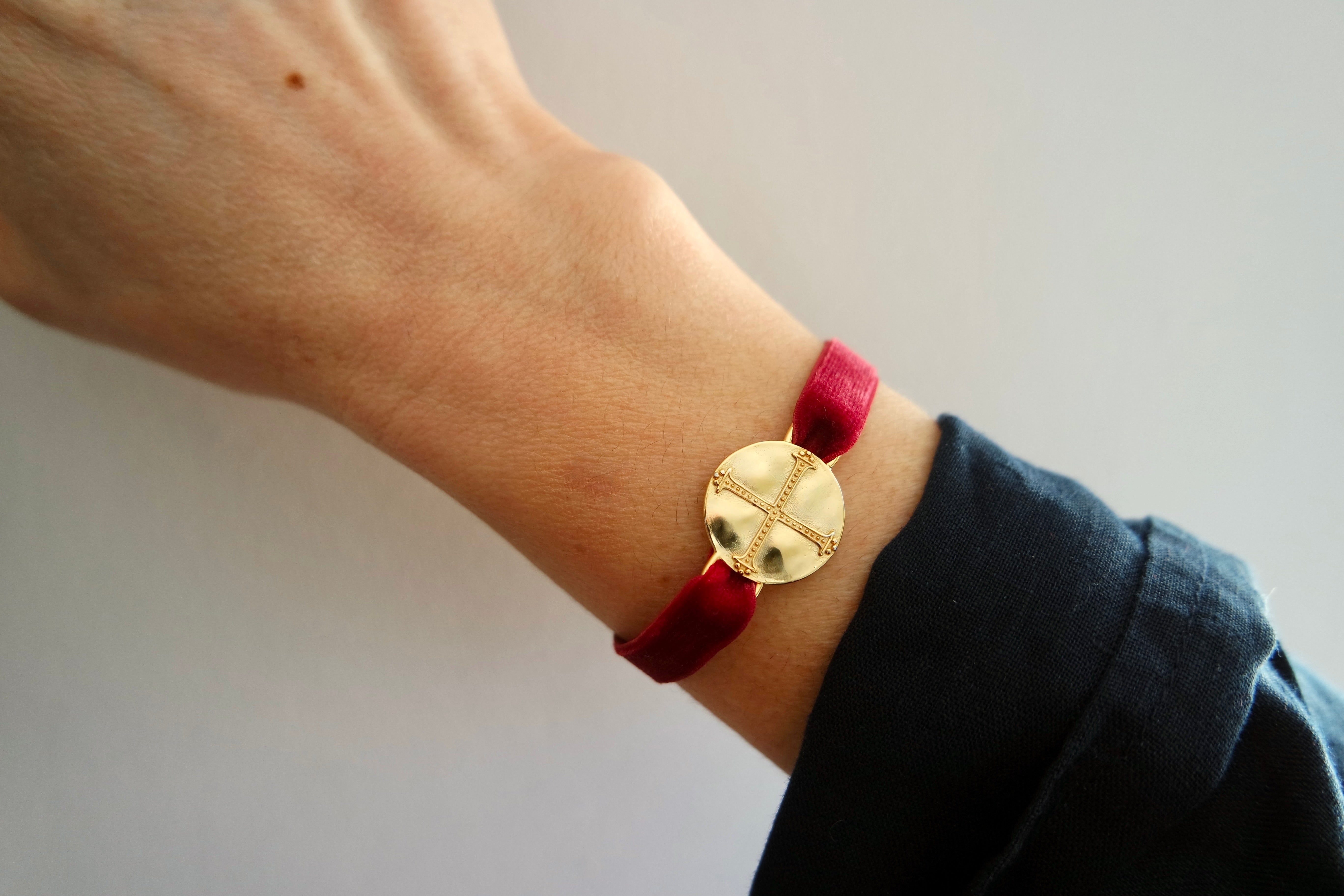 Cross Velvet Bracelet