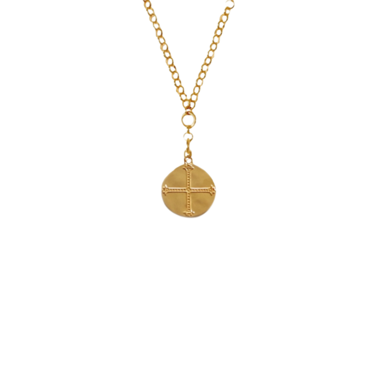 Medieval Cross Disc Rolo Necklace