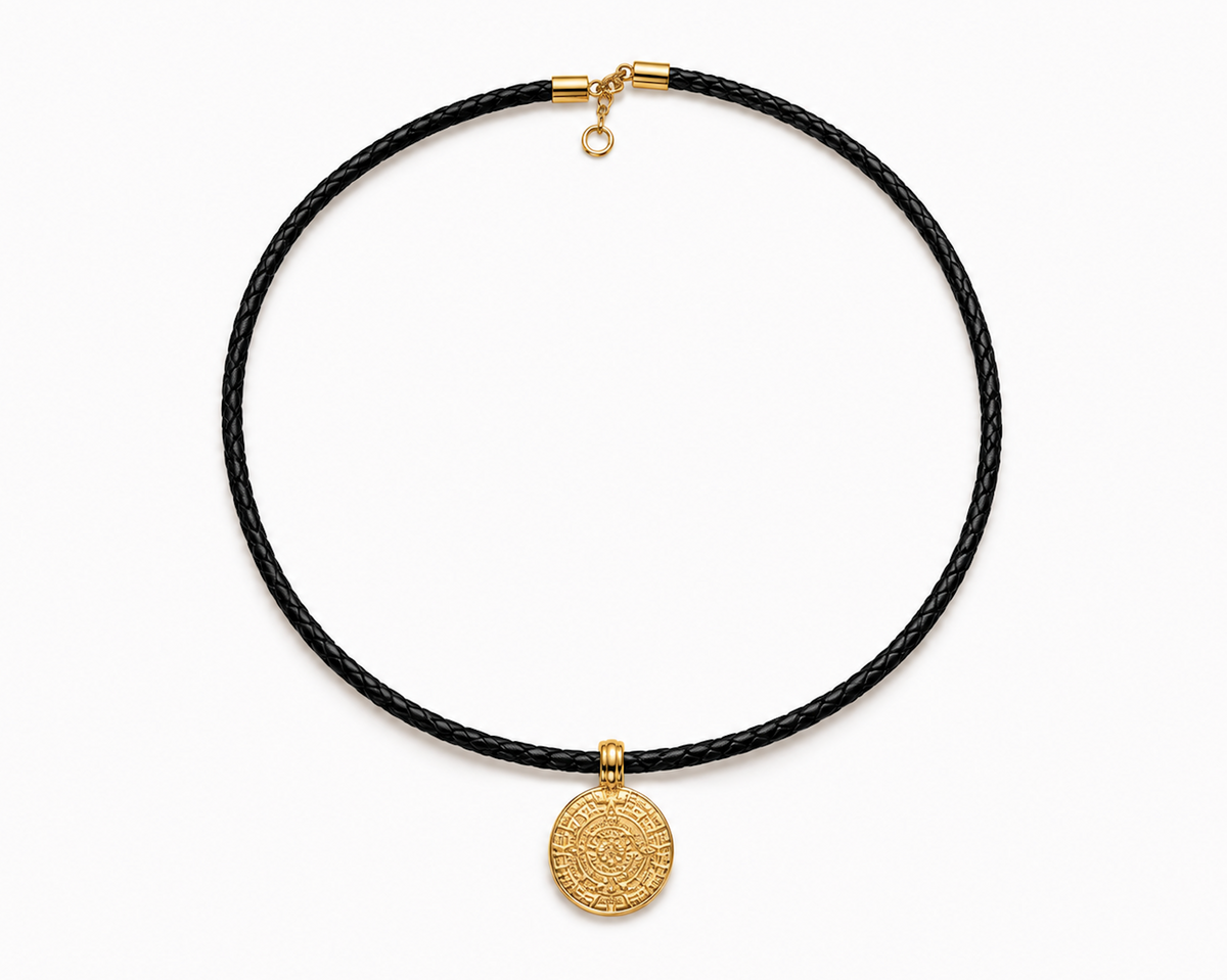 Nisi Greek Coin Leather Necklace