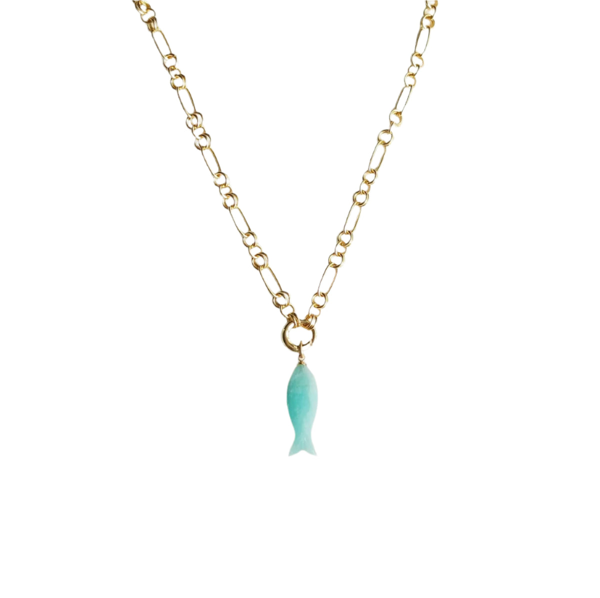 Chrysoprase Fish Necklace KA-NE-002