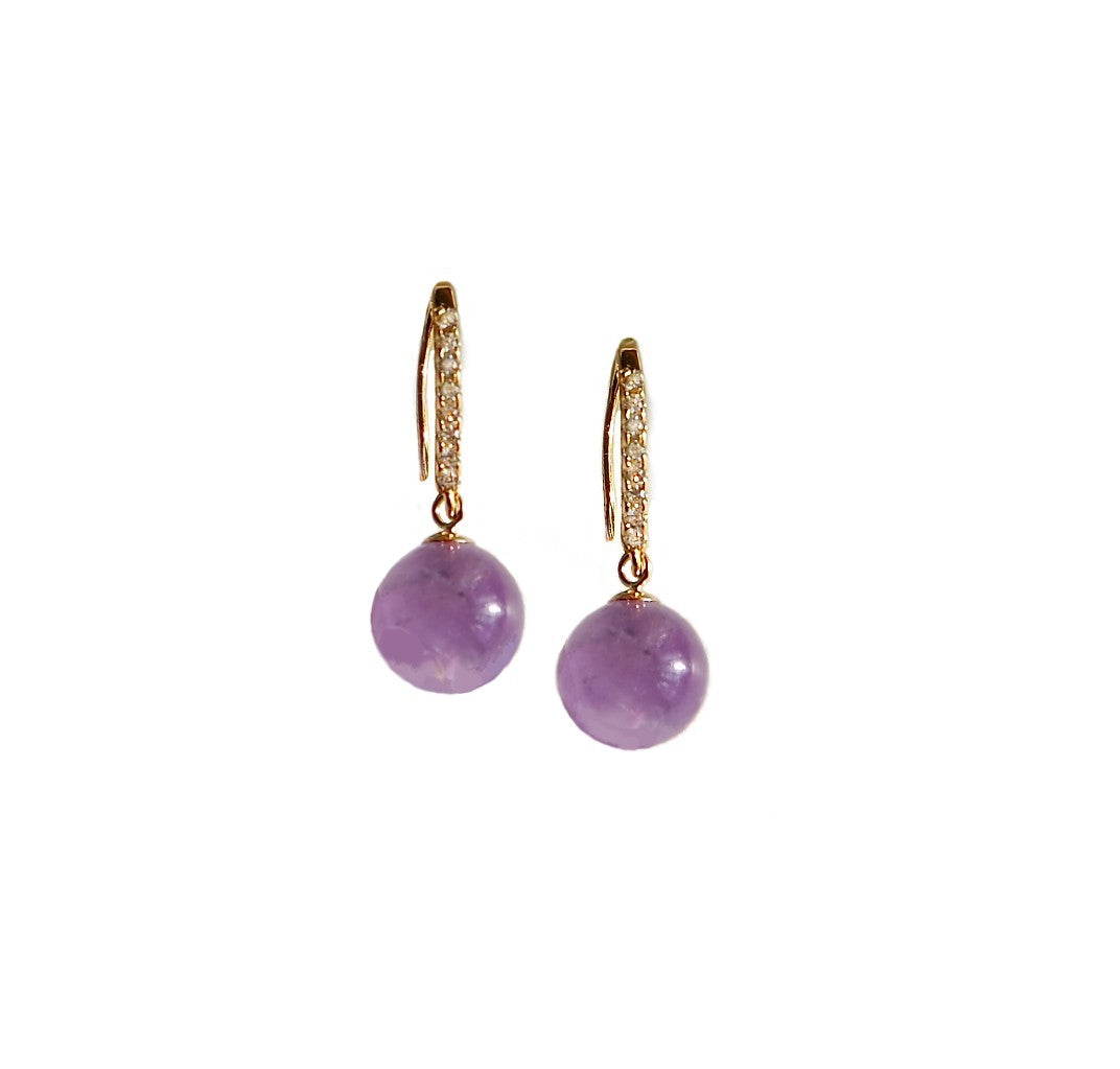 Bubble Gum Amethyst Drop Earrings