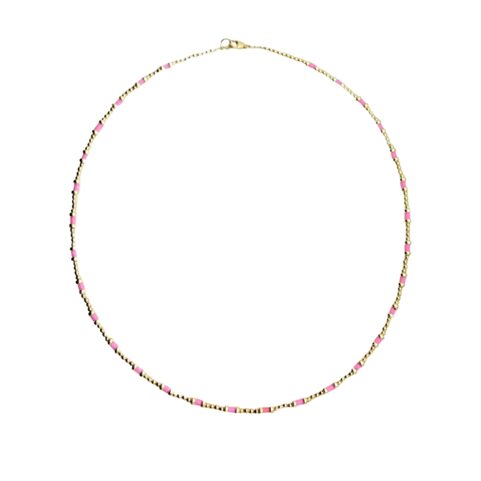 Shocking Pink and Gold Necklace