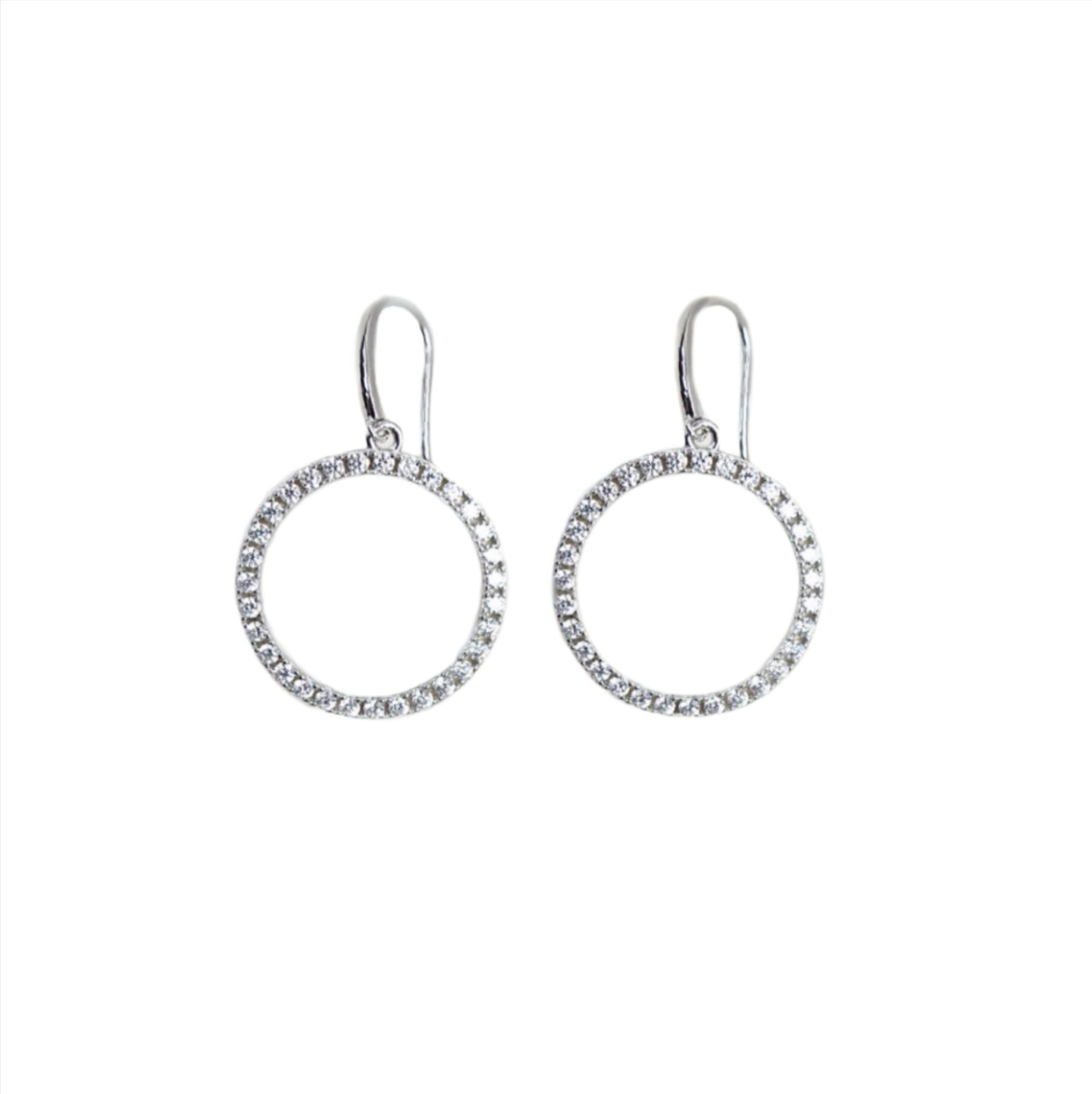 Silver Hoop Drop Earrings