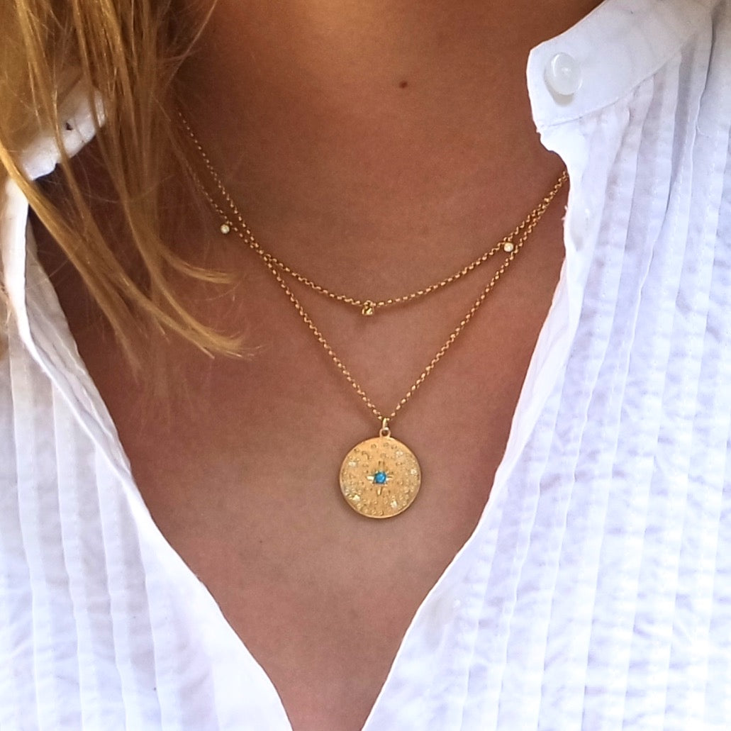 Blue Opal Disc Necklace