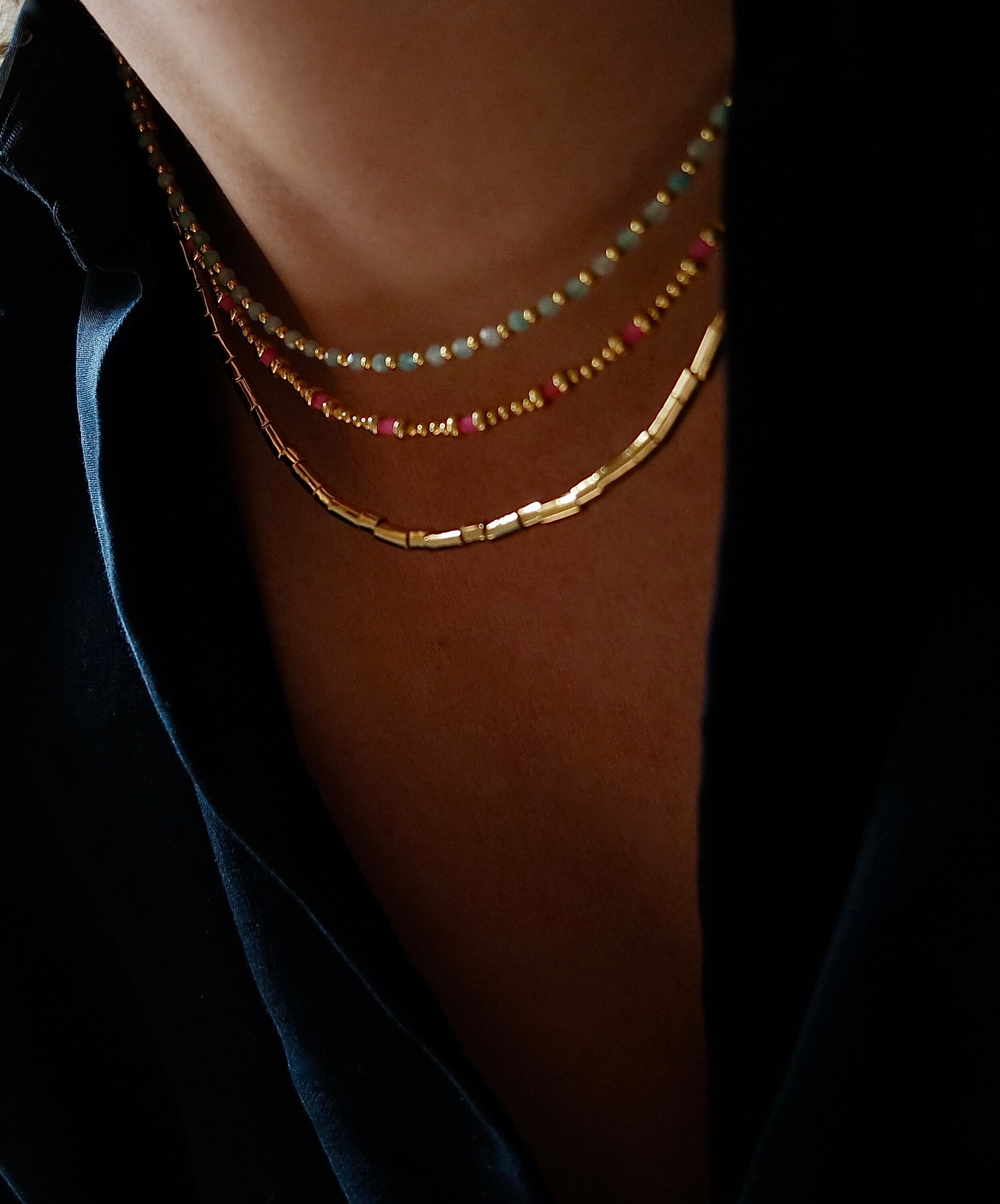 Shocking Pink and Gold Necklace