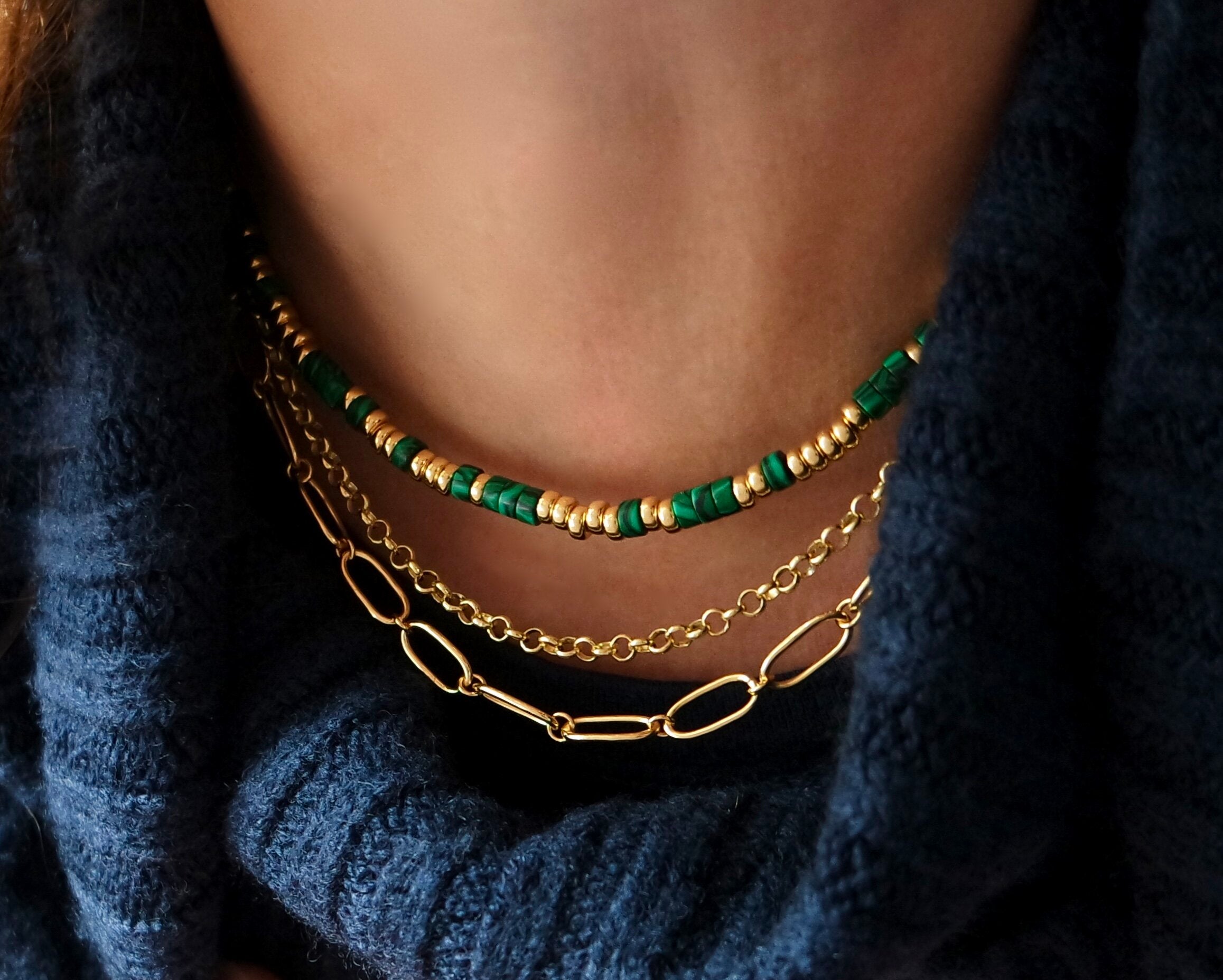 Malachite And Gold Necklace