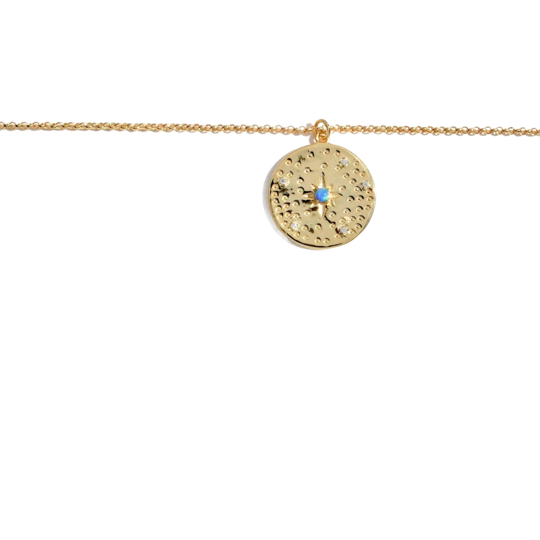Blue Opal Disc Necklace