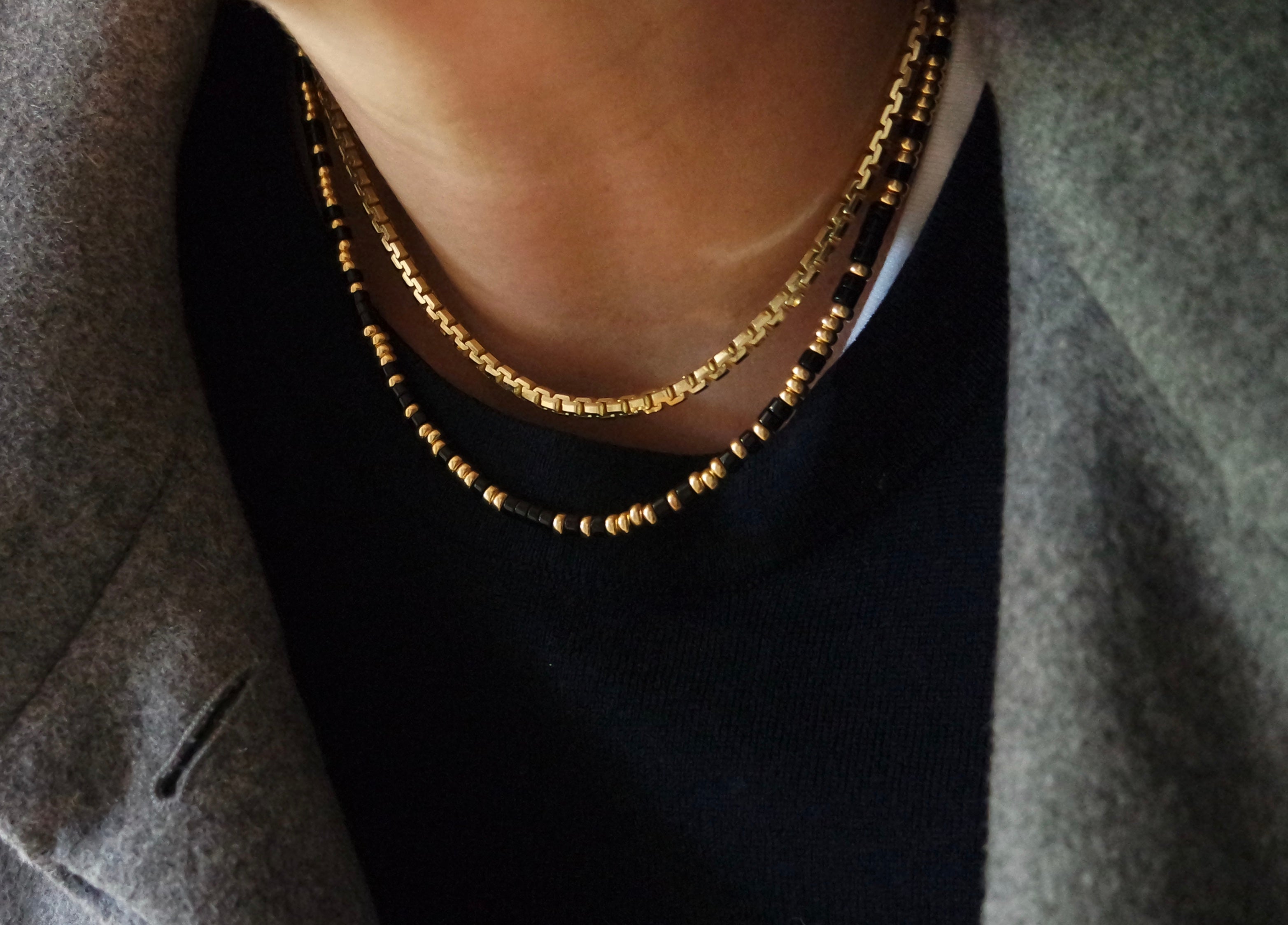 Black Onyx And Gold Necklace