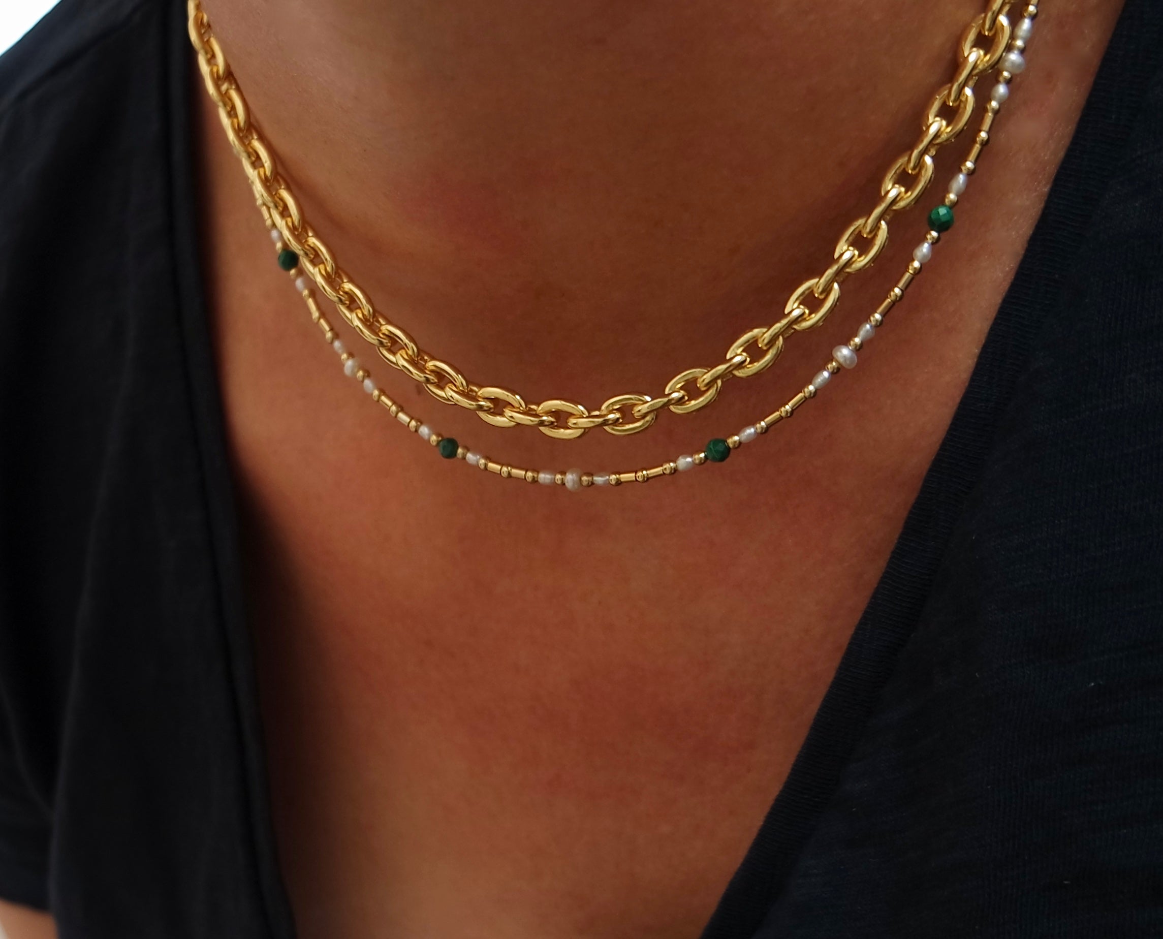 Fine Gold And Malachite Necklace