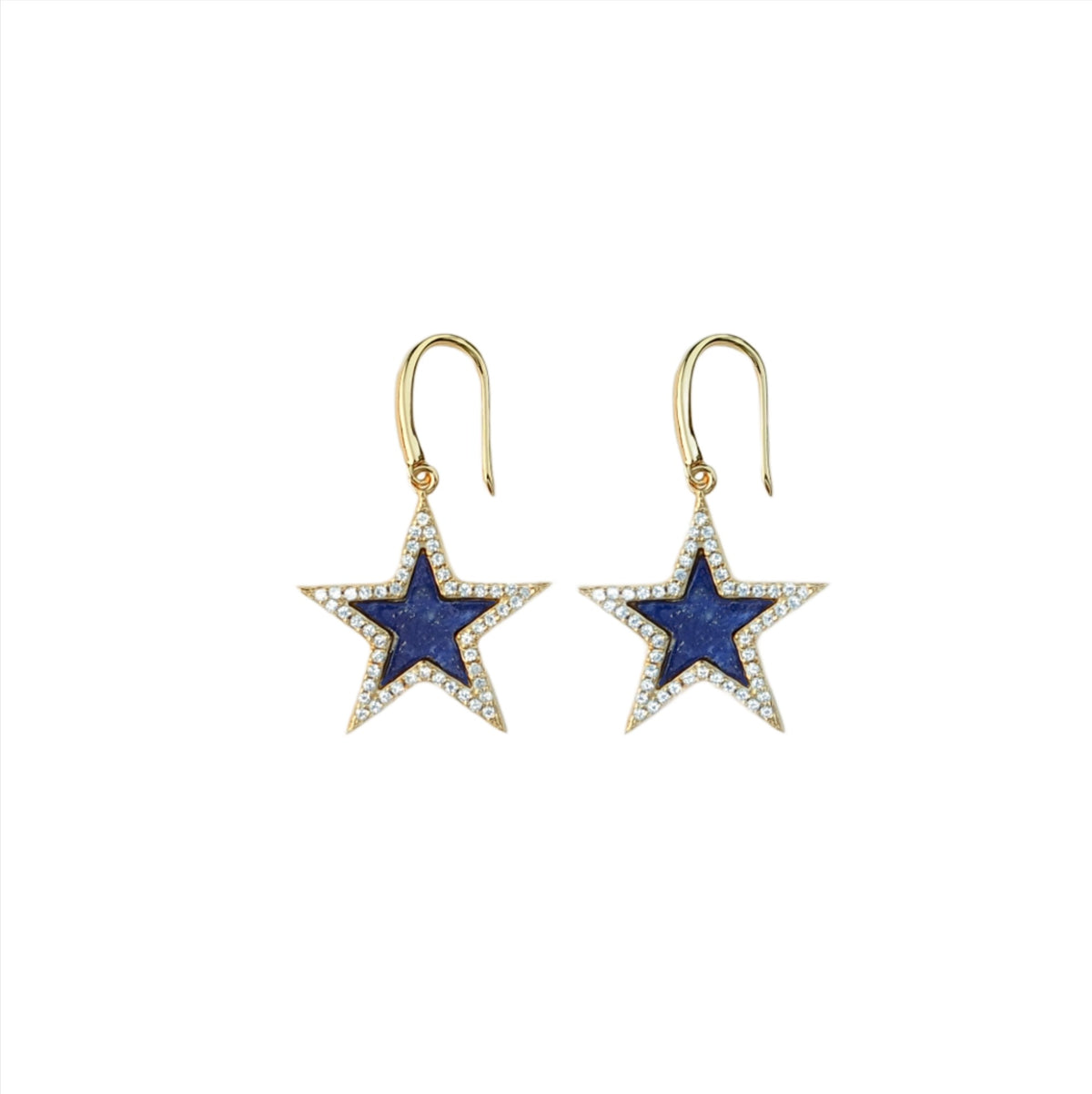 Lapis Star Drop Earrings